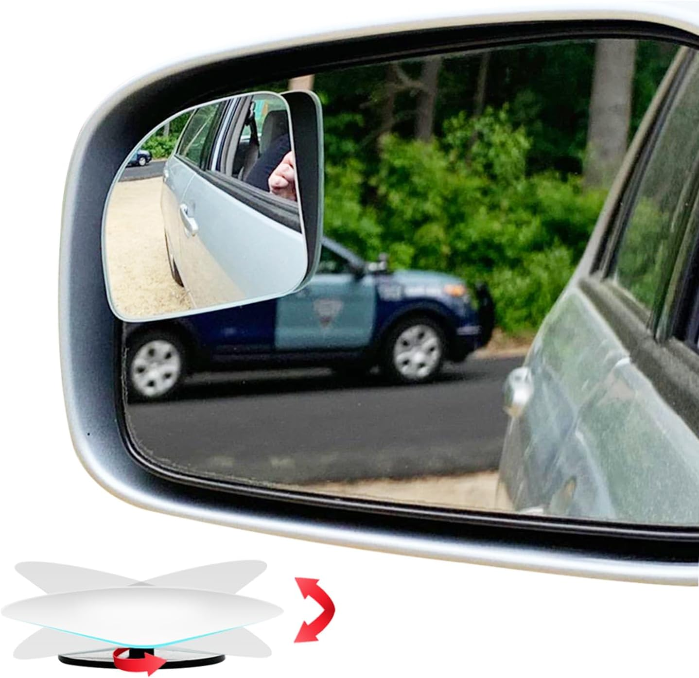 Ampper Rectangular Blind Spot Mirror, HD Glass Frameless Stick on Adjustabe Convex Wide Angle Rear View Blind Spot Car Mirror for Car Blind Spot, Pack of 2