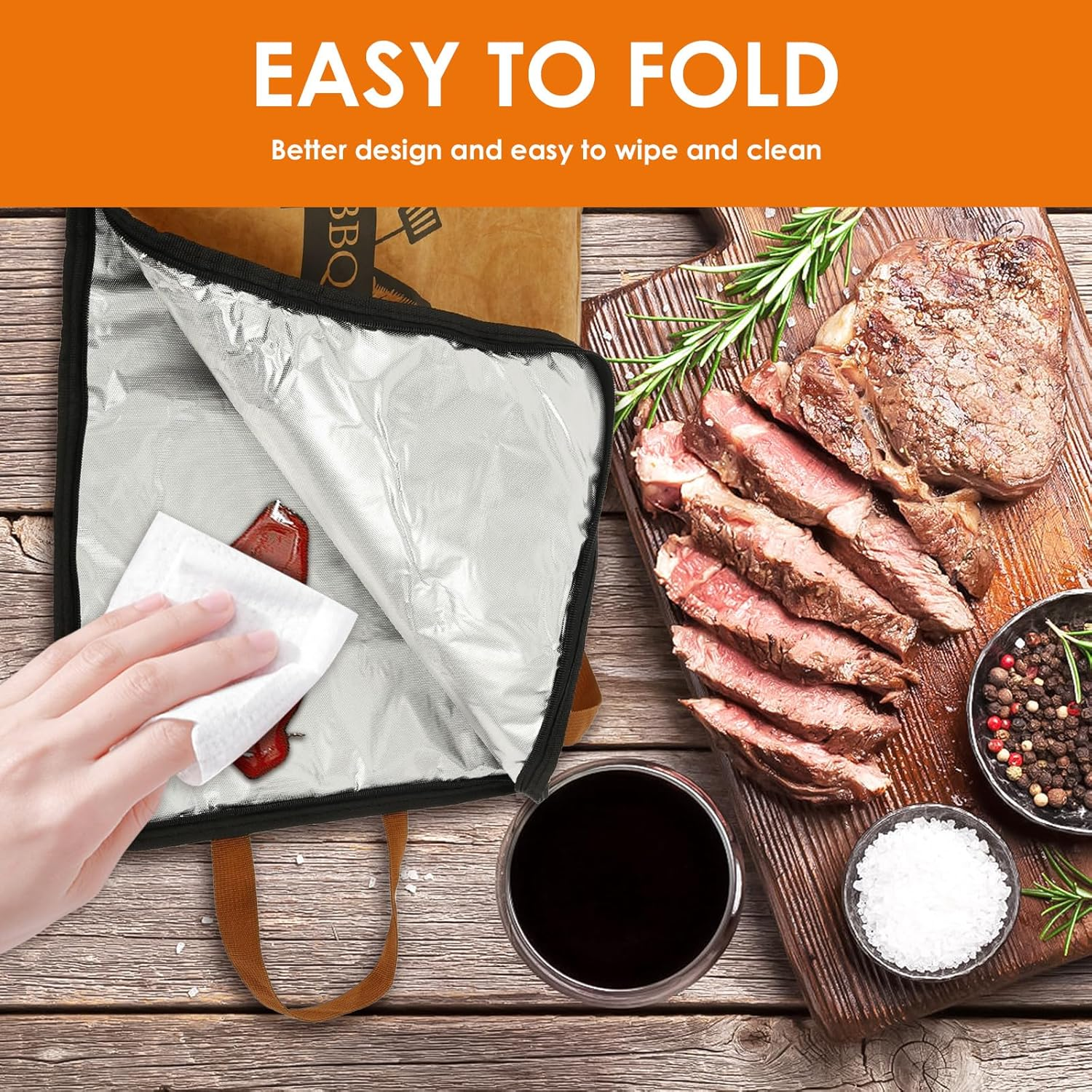 2Pcs BBQ Blanket for Resting Meat, 21In+15In Meat Insulated Resting Bag with Grilling Guide, Reusable 5 Layer Smoker Meat Resting Blanket, Heat Resistant Grilling Meat Insulated Bag for Most Kitchen image number 1