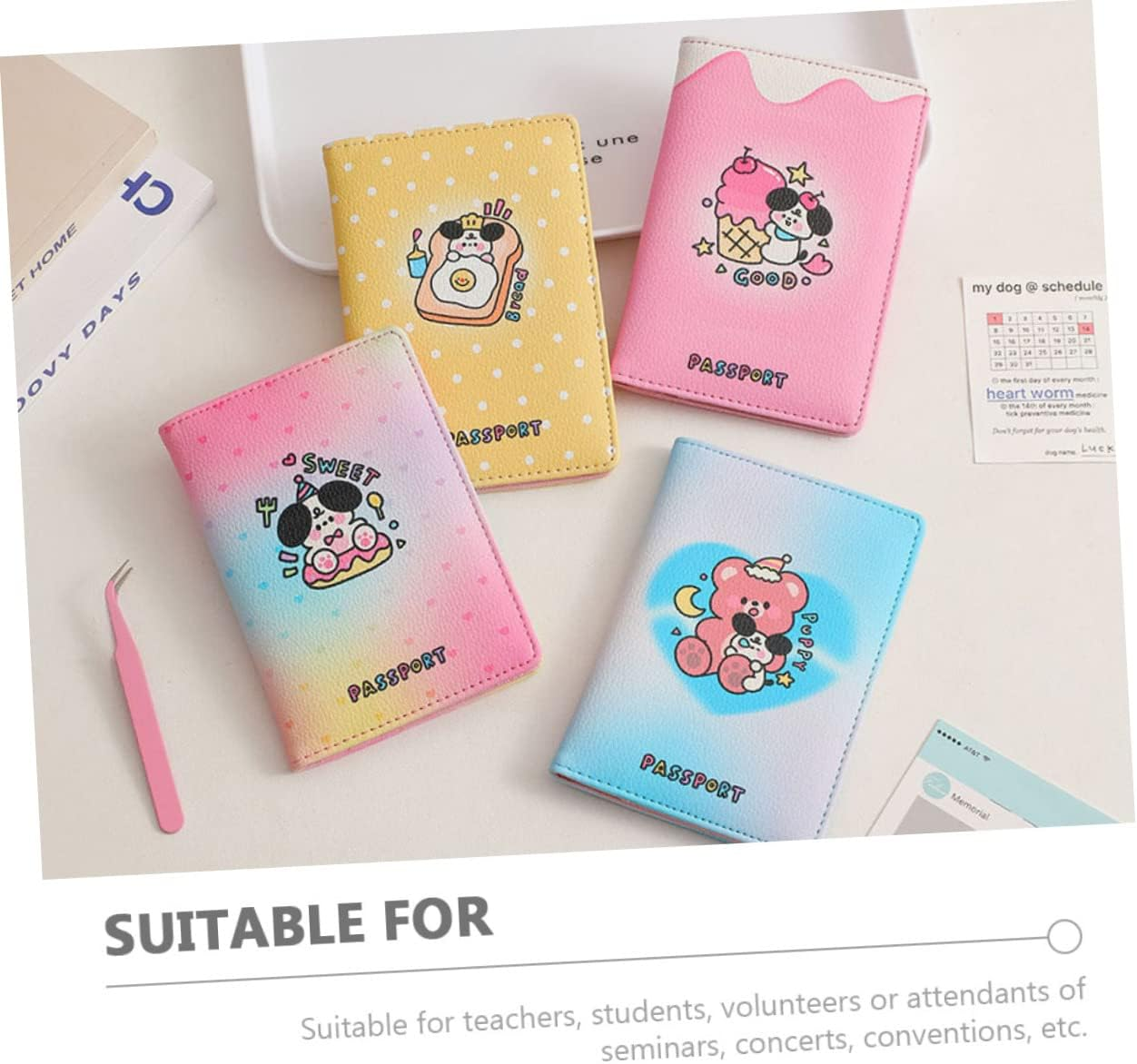 LIFKOME 4Pcs Cartoon Pu Passport Cover Easy to Use and Convenient Dry Clean Secure image number 1