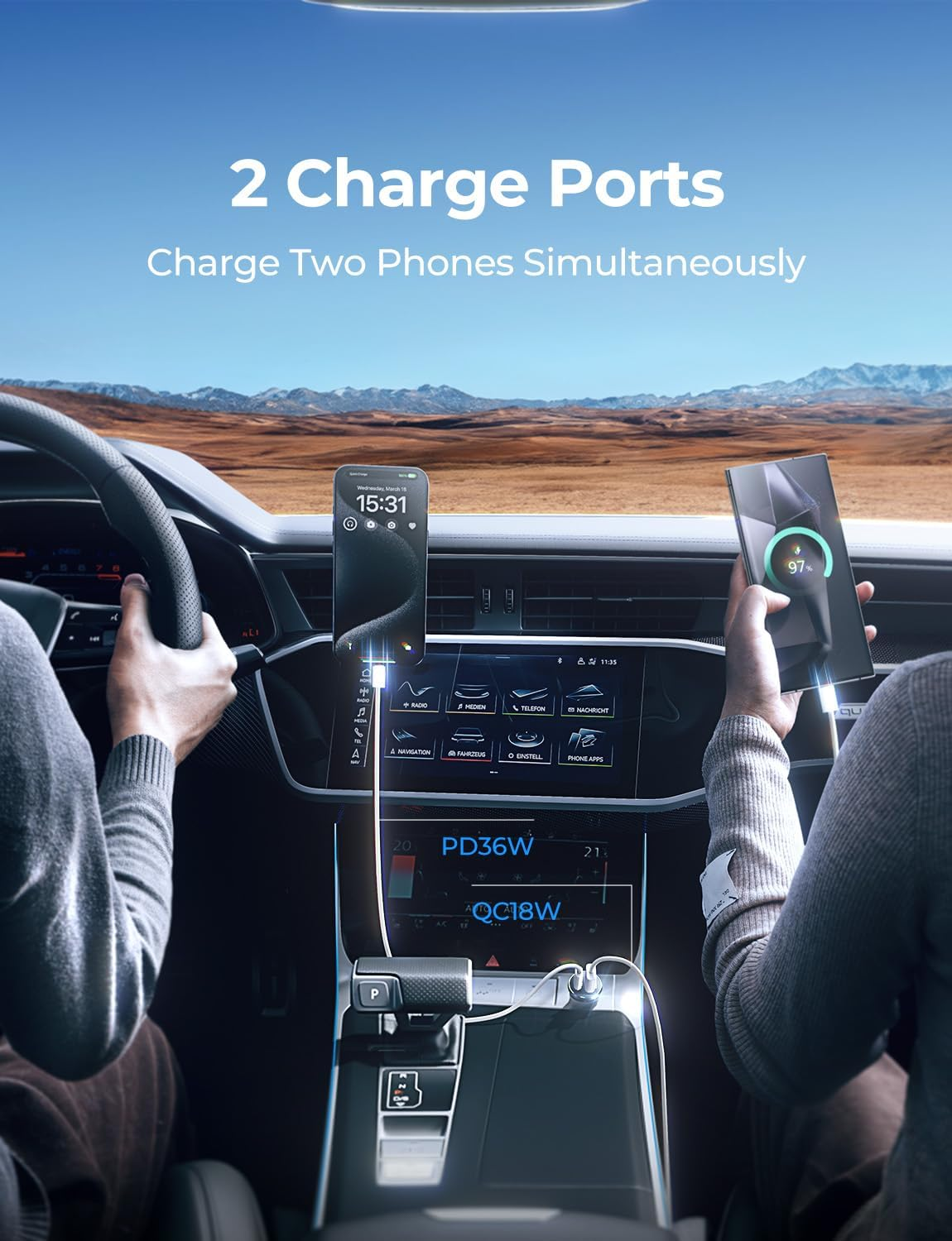 LISEN USB C Car Charger, 54W Fast Car Charger, PD 36W&QC3.0 Dual Port Car Charger Adapter, Super Mini All Metal Car Cigarette Lighter Adapter for Iphone 16 15 Pro Max plus Samsung Galaxy S24 Ipad Pro - Black image number 6