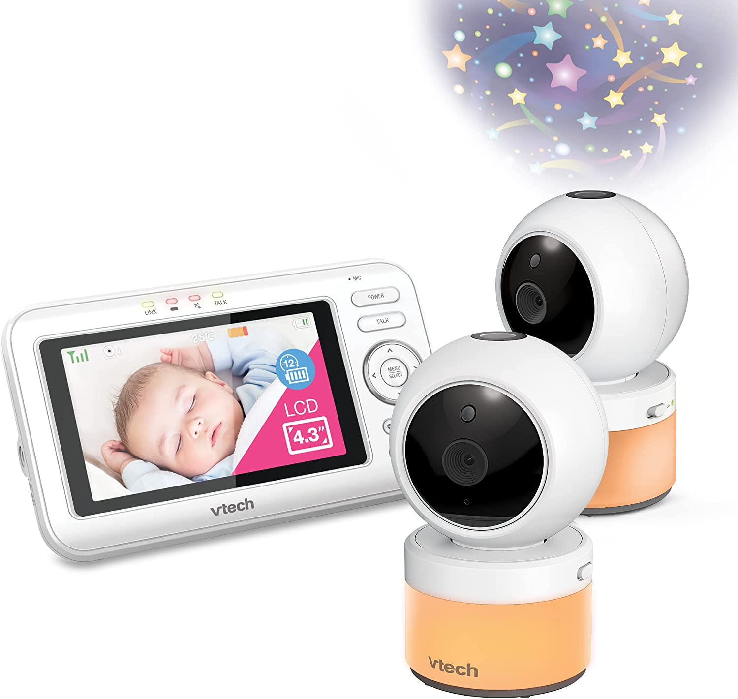 Vtech BM4700N 4.3" 2-Camera Full Colour Pan & Tilt Video Baby Monitor, White image number 2