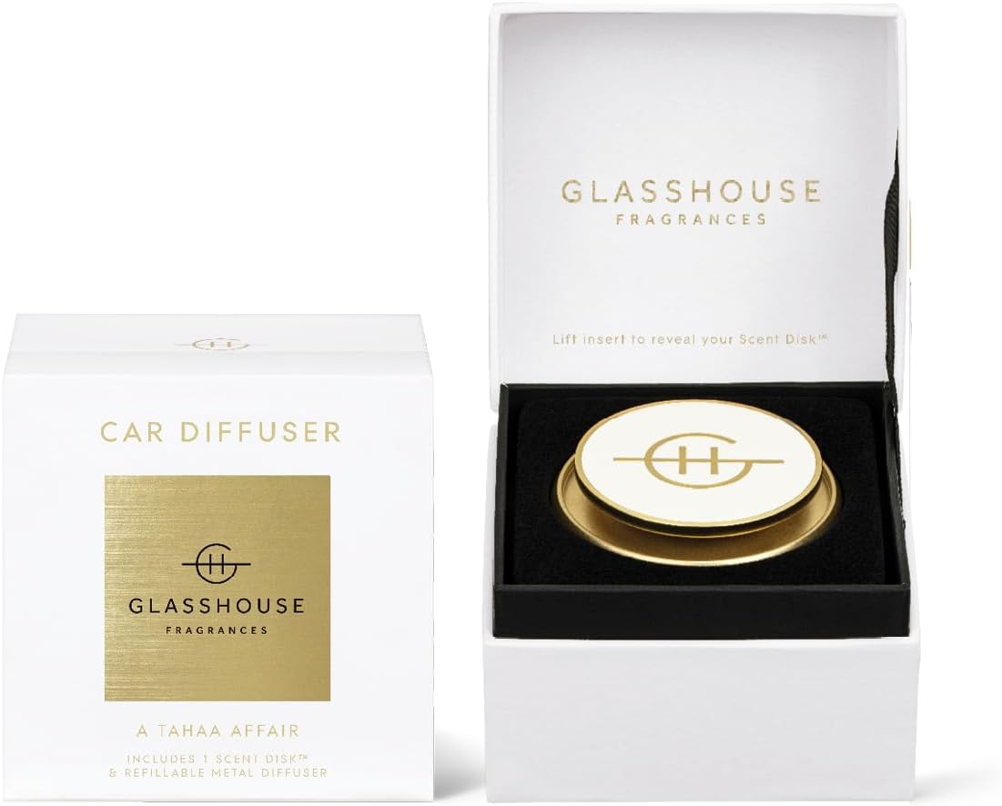 Glasshouse Fragrance a Tahaa Affair Refillable Car Diffuser Scent Disk, Gold image number 1
