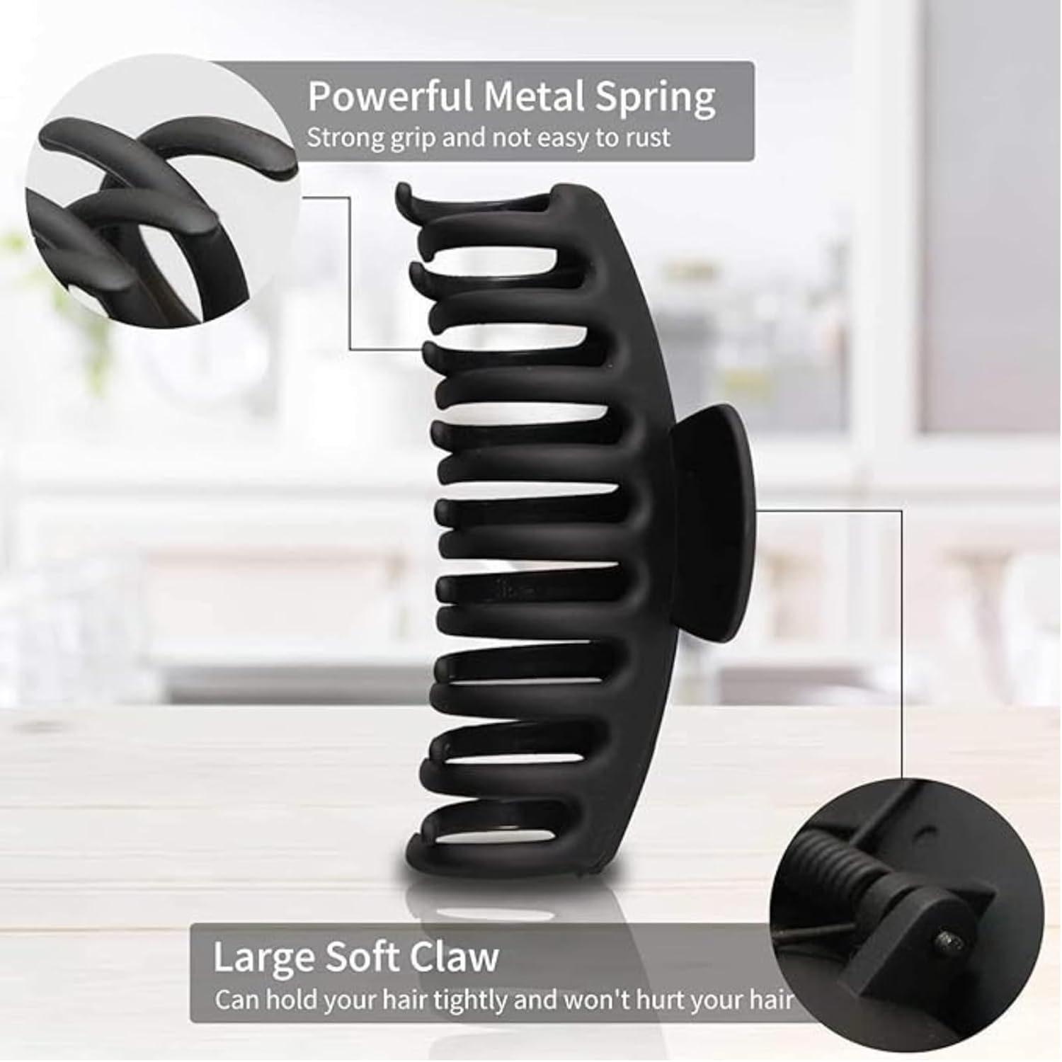 Kalione 2PCS Matte Large Claw Clips for Thick Hair,Large Size Hairs Clip for Women,Fashion Hairs Barrettes for Women, Strong Hold Hair Accessories,Claw Clips for Everyday Hold and Comfortable Wear image number 3