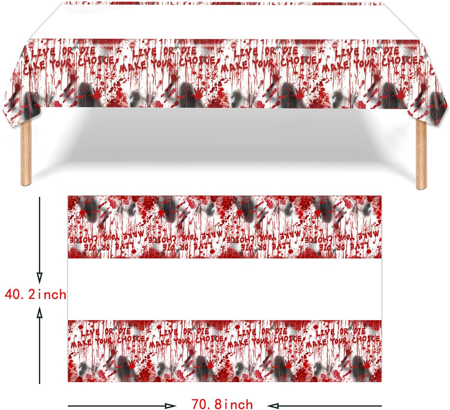Have a Killer Birthday Party Banner Disposable Tablecloth for Halloween Birthday Halloween Bloody Horror Movie (Red) - Black image number 6