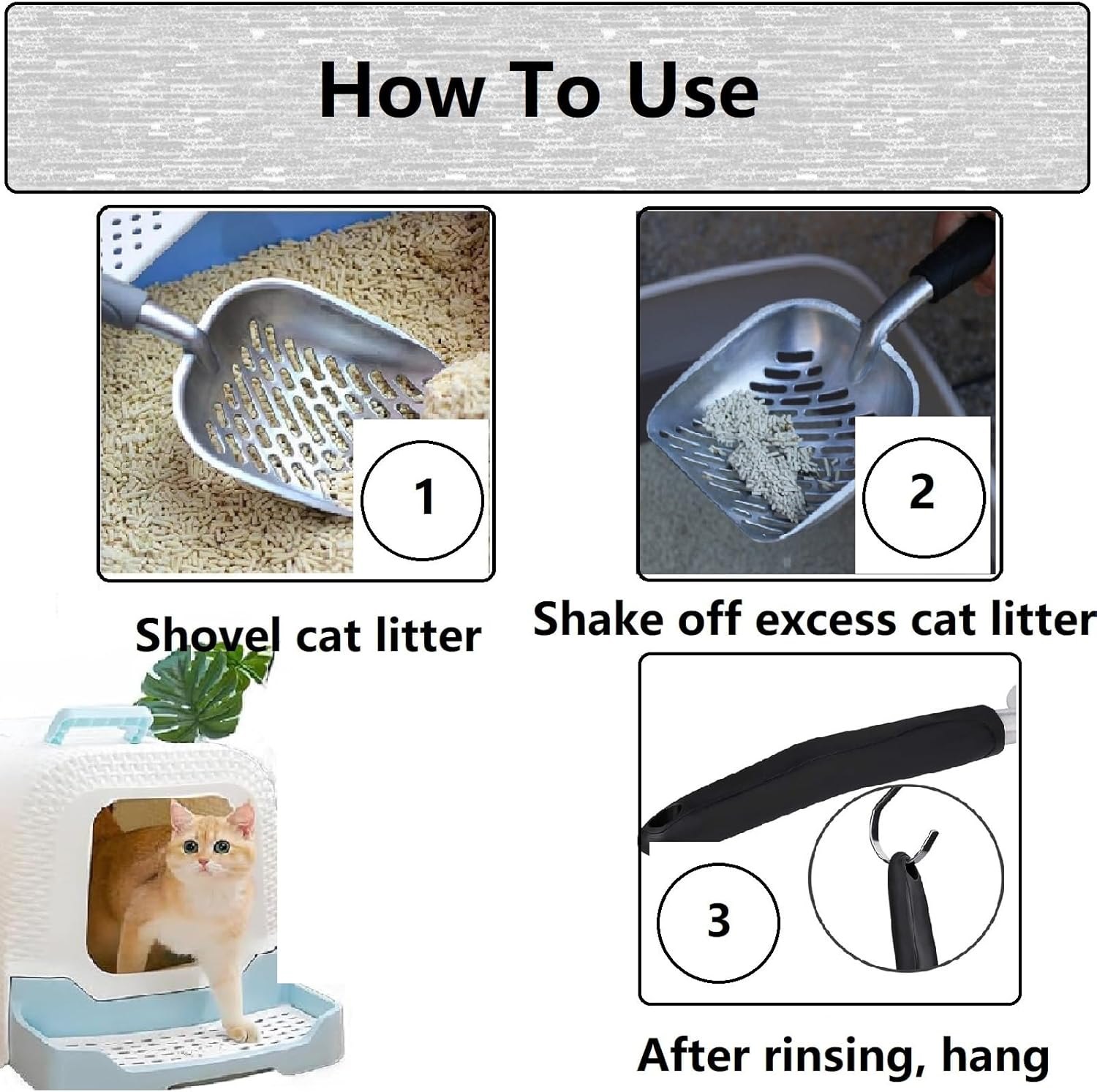 Cat Litter Scoop Cleaning Tool, Cat Litter Scoop, Metal Cat Litter Scoop, Cat Litter Scoop, Easy to Clean Cat Litter Scoop, for Cleaning Cat Litter image number 1