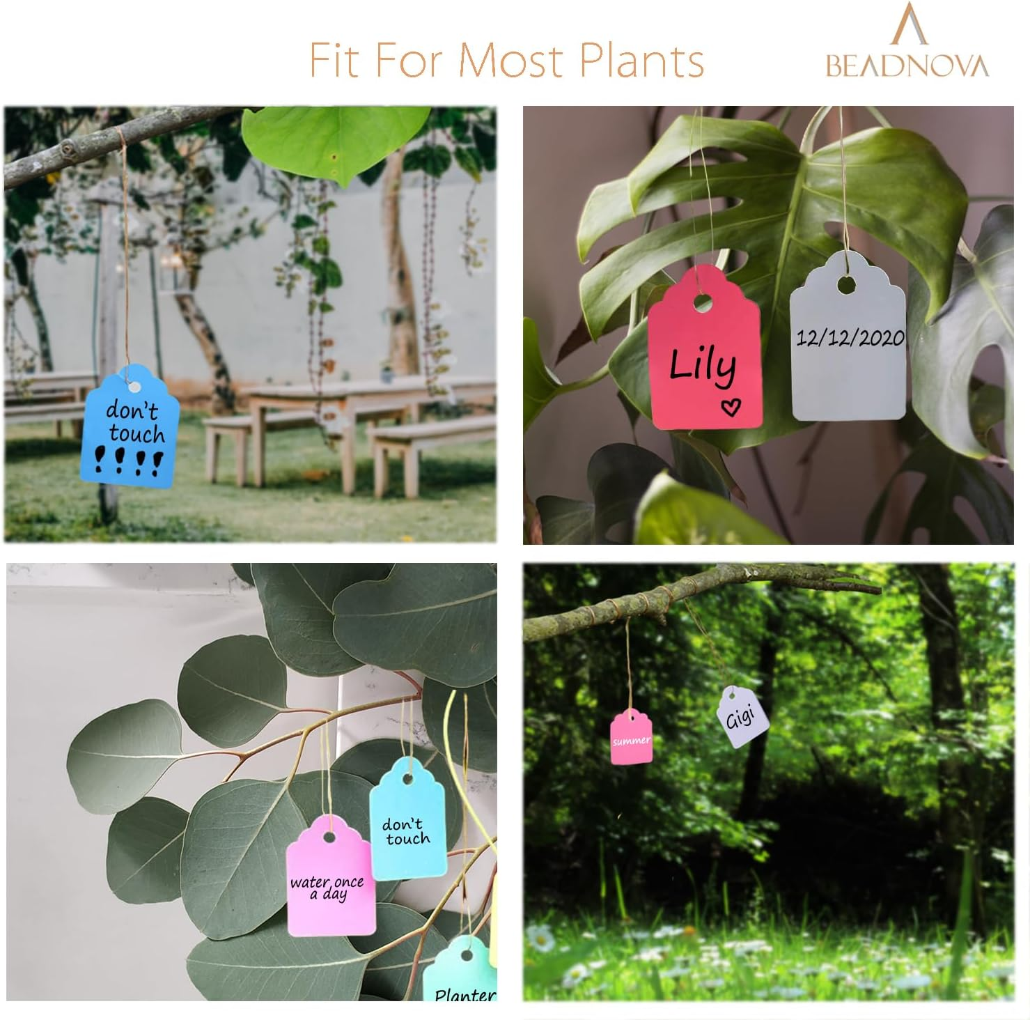 BEADNOVA Plant Hanging Tags 500Pcs Tags with String Reusable Plant Labels Markers Plastic Garden Signs Garden Markers for Outdoor (2 Inch, Mix Color) image number 4
