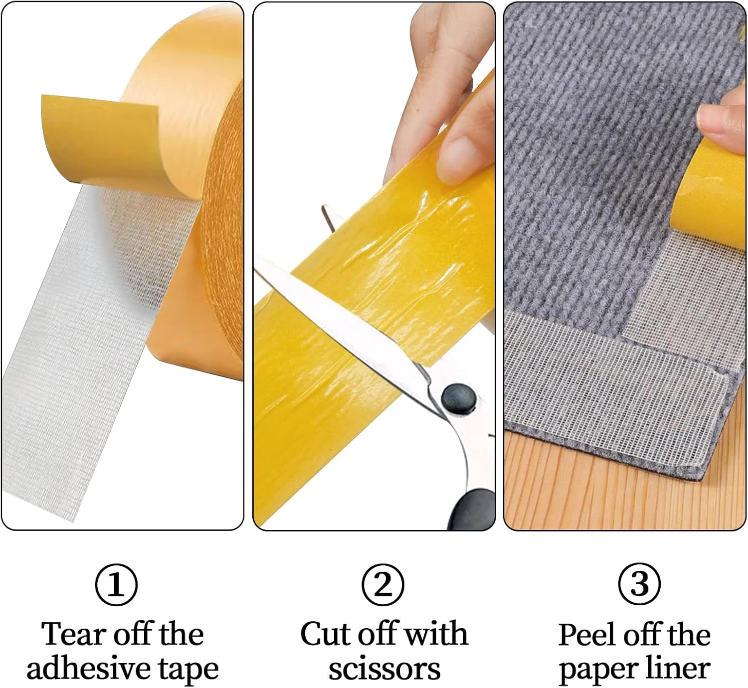 Double Sided Tape Heavy Duty 65Ft, High Tack Strong Wall Adhesive Tape with Fiberglass Mesh, Removable Sticky Double Sided Mounting Type for Rugs, Carpets, Pictures and Art Crafts (2Inch X 65Ft) image number 5