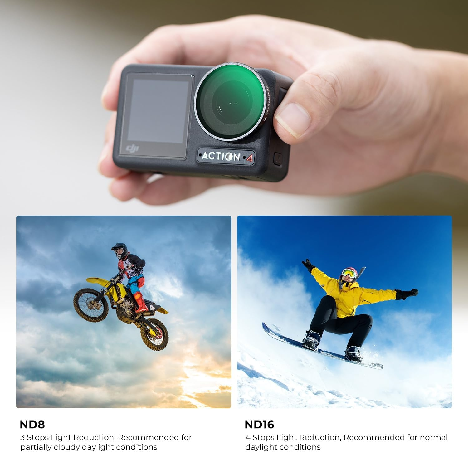 K&F Concept ND Filter Kit Compatible with DJI Osmo Action 4, ND8 ND16 ND32 ND64 4 Pack Light Reduction Exposure Control Optical Glass Filters with Multi-Layer Coating image number 1