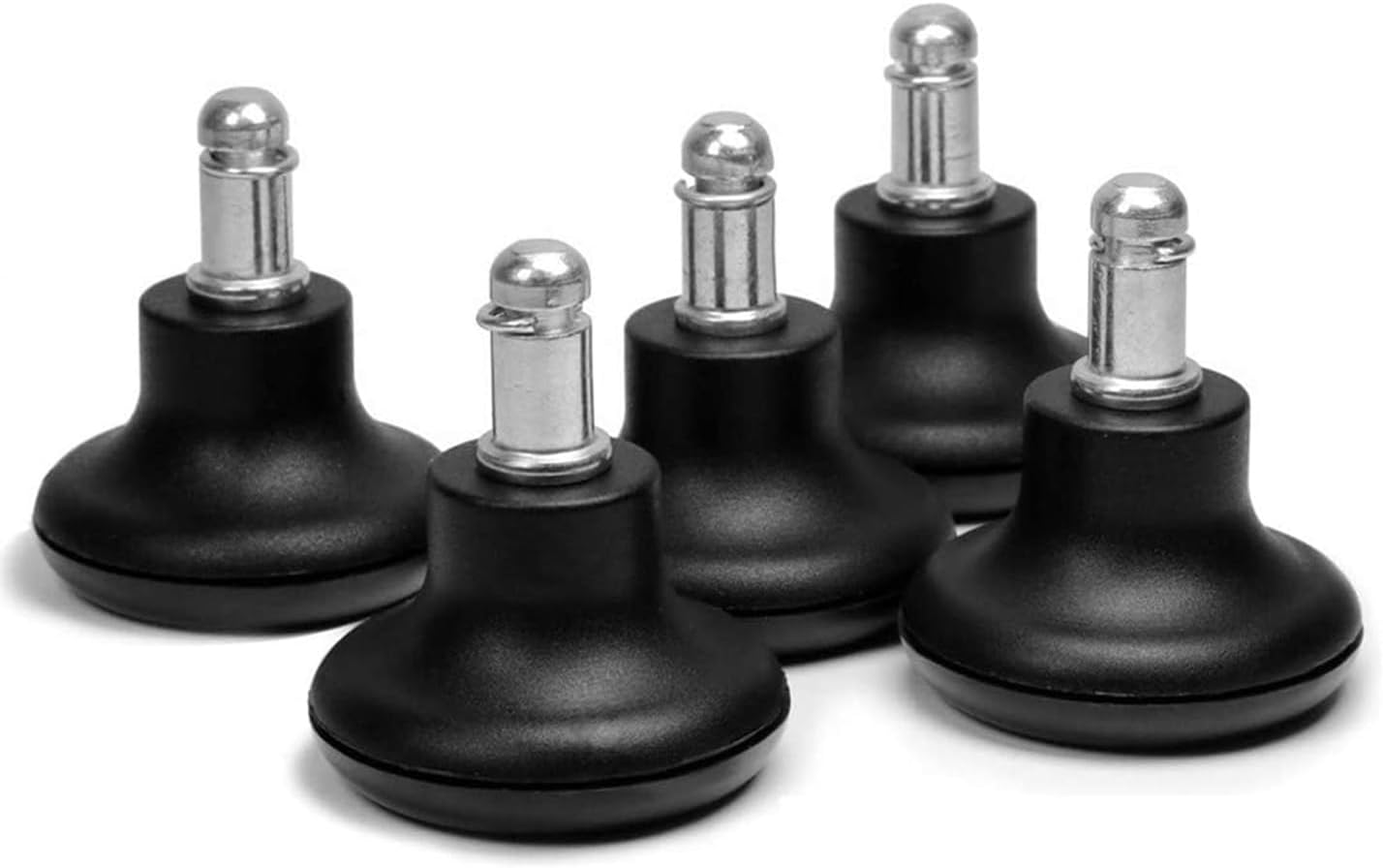 5Pcs Bell Glides Replacement Office Chair or Stool Swivel Caster Wheels to Fixed Stationary Castors, Low Profile Bell Glides with Separate Self Adhesive Felt Pads, Chair Feet Wheel Stopper