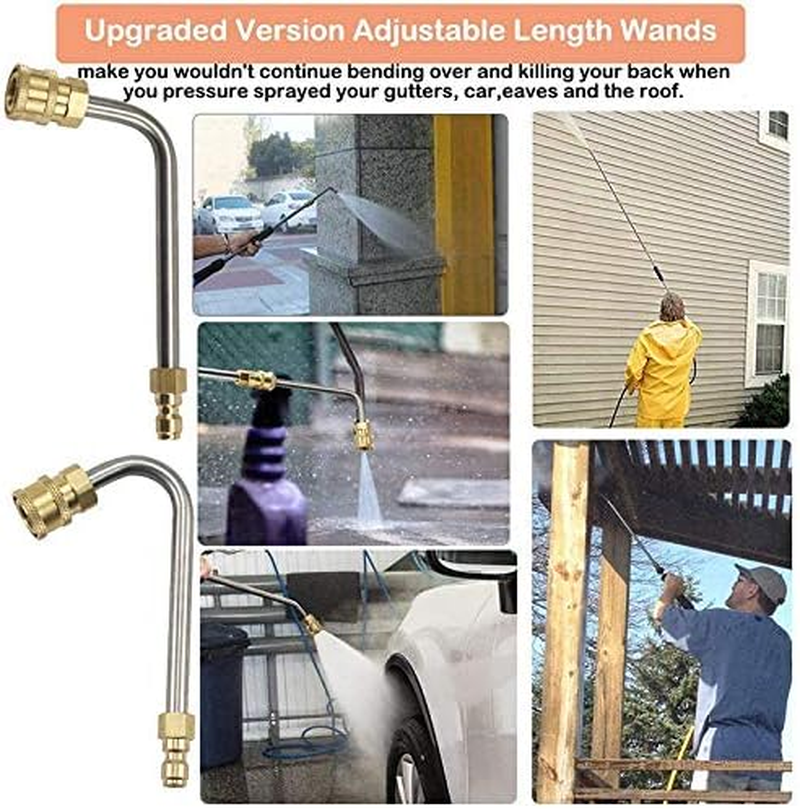 Sagasave Washer Gutter Cleaner Attachment Accessory, 17/35 Cm High Pressure Washer Gutter Rod for 1/4 Inch Quick Connect,3 Types Degrees Curved Rod image number 5