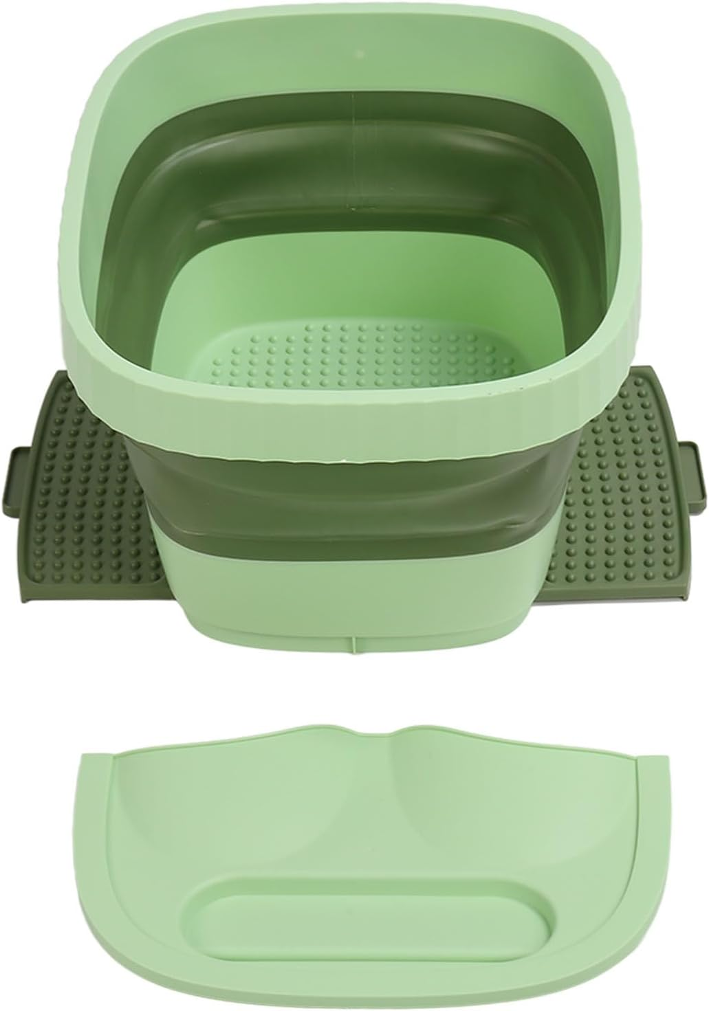 Collapsible Foot Soak Tub, Easy Storage Foldable Foot Soak Tub Massage Function Silicone for Travel (Green)