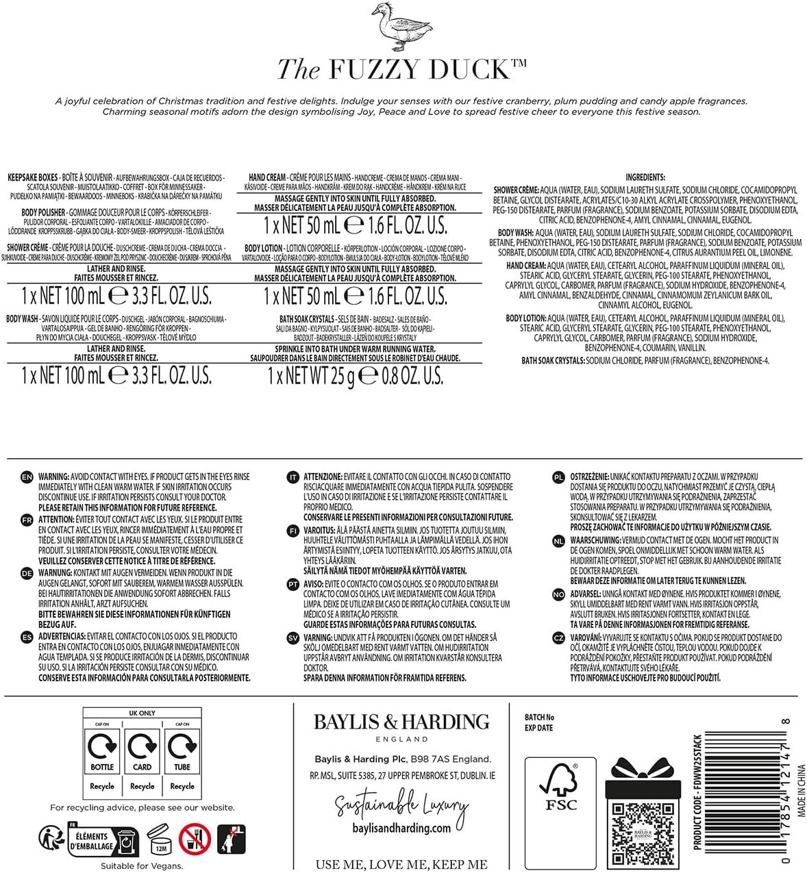 Baylis & Harding the Fuzzy Duck Winter Wonderland Luxury Pamper Present Gift Set (Pack of 1) - Vegan Friendly image number 5