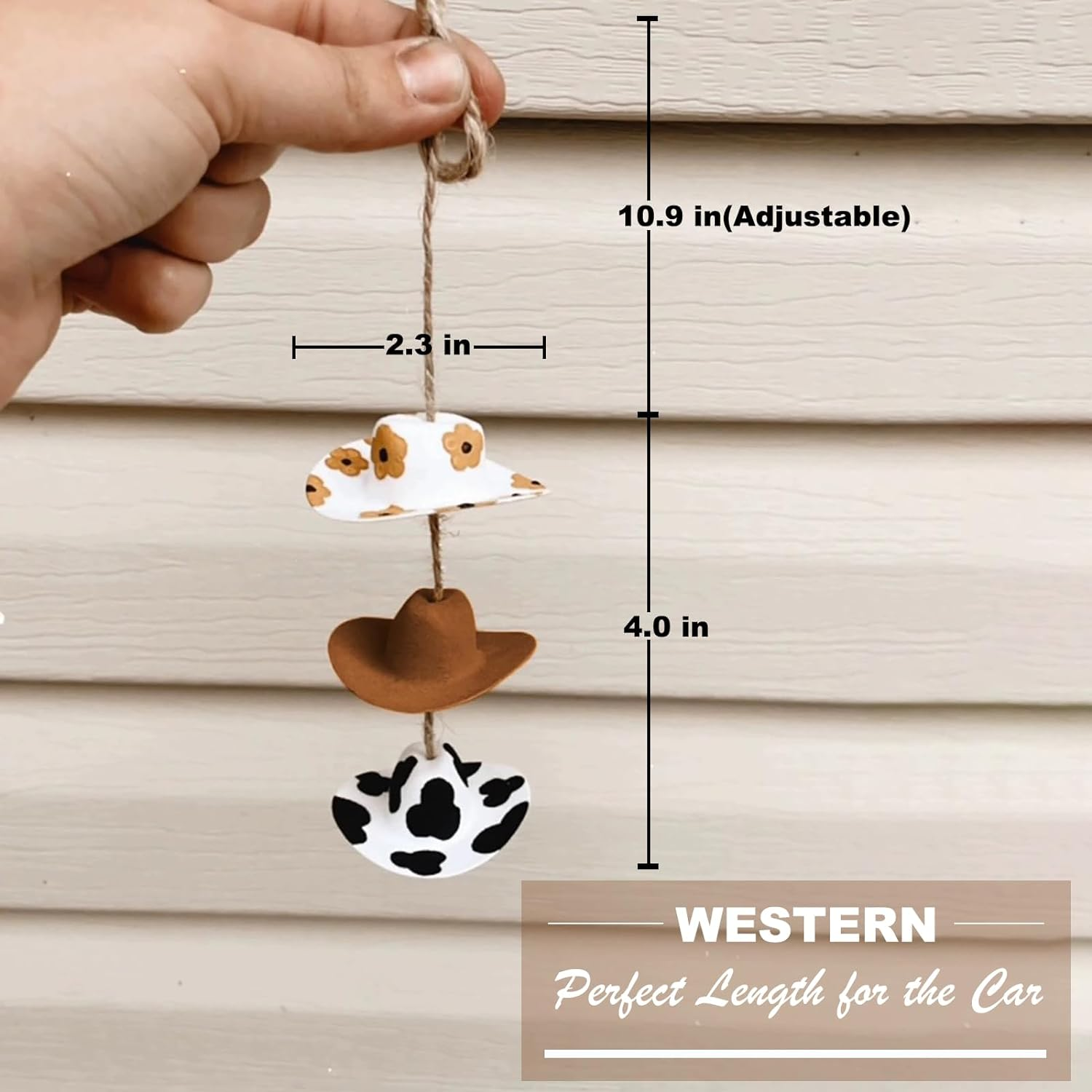 Cowboy Hat Car Charm,Country Rear View Mirror Hanging Accessories,Sunflower Cowgirl Hat Cow Print Car Decor,Cute Handmade Felt Mini Hat Ornament Pendent for Women Girls (Flower)