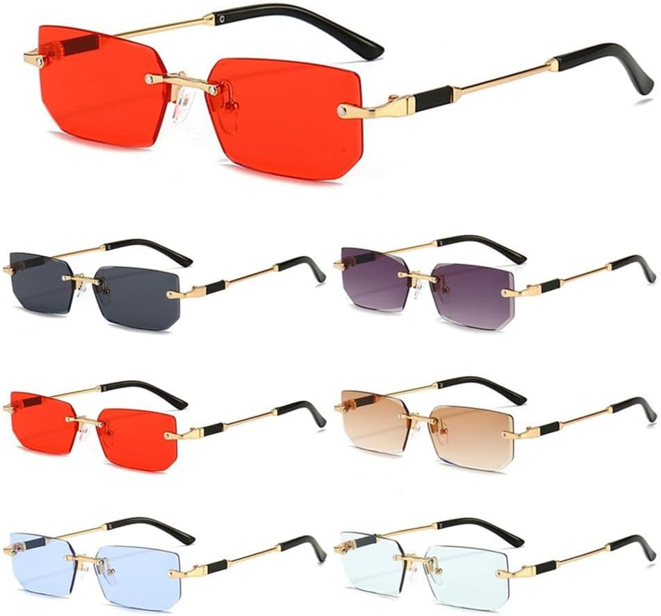 Rimless Sunglasses for Women Men Frameless Sun Glasses Shades UV400 Eyewear - Clear image number 4