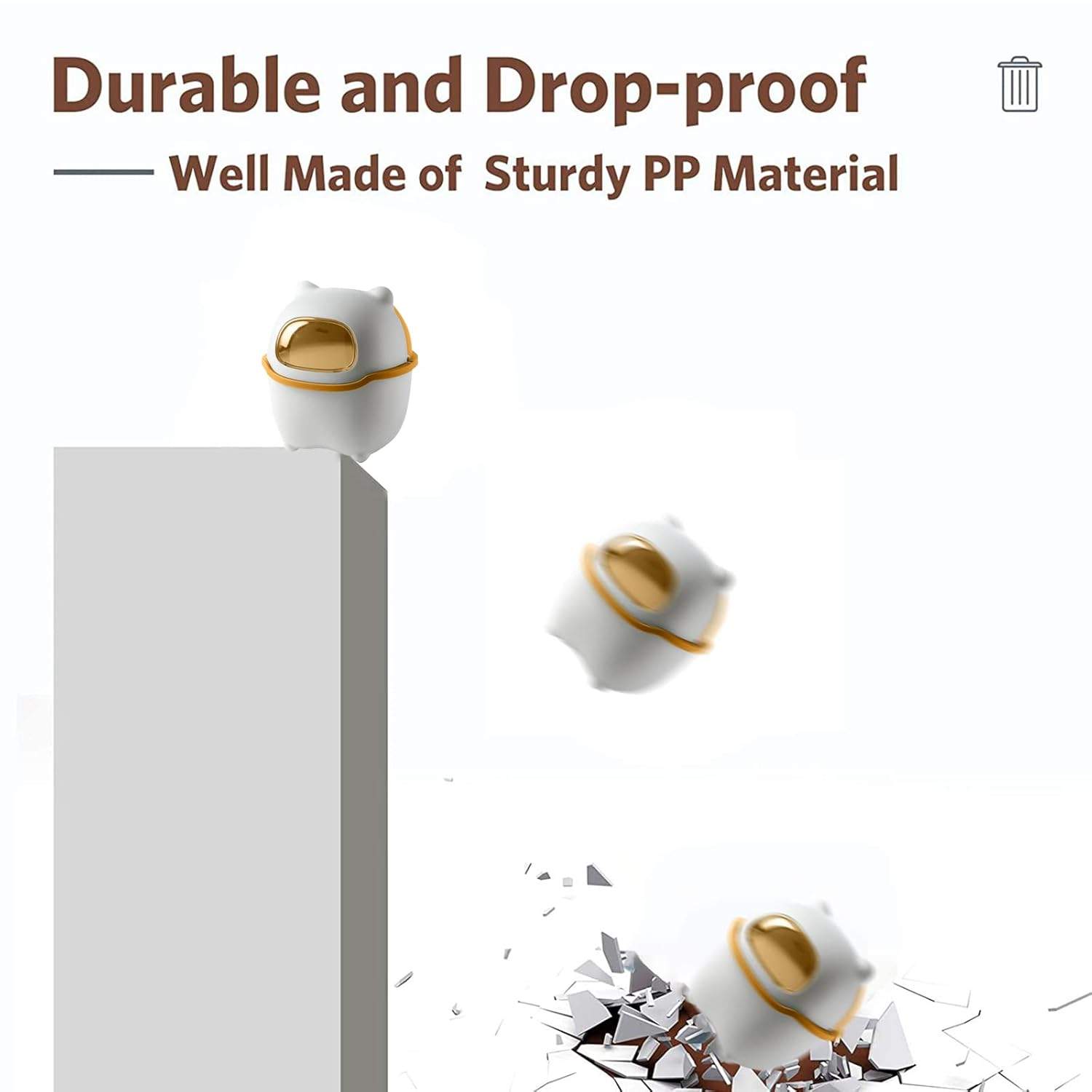 Mini Desk Trash Can Flip Countertop Garbage Bin Small Trash Can Bathroom Trash Cans with Lids for Kitchens, Offices, Waste Basket for Dressing Table (Yellow) image number 5