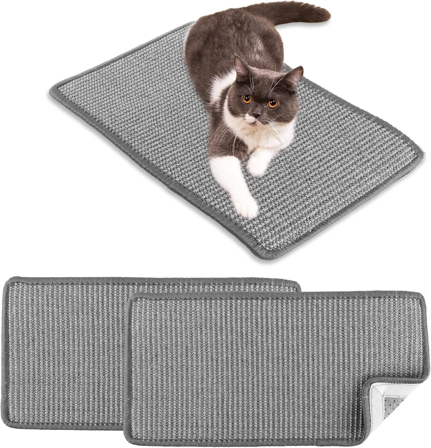 DAJAVE Pack of 3 Cat Scratching Mat, Siasl Scratching Mat, Cat Scratching Mat, 50 &times; 25 Cm, Sisal Carpet, Cats Grey Cat Scratching Mat for Cats, Protects Carpets and Sofas image number 3