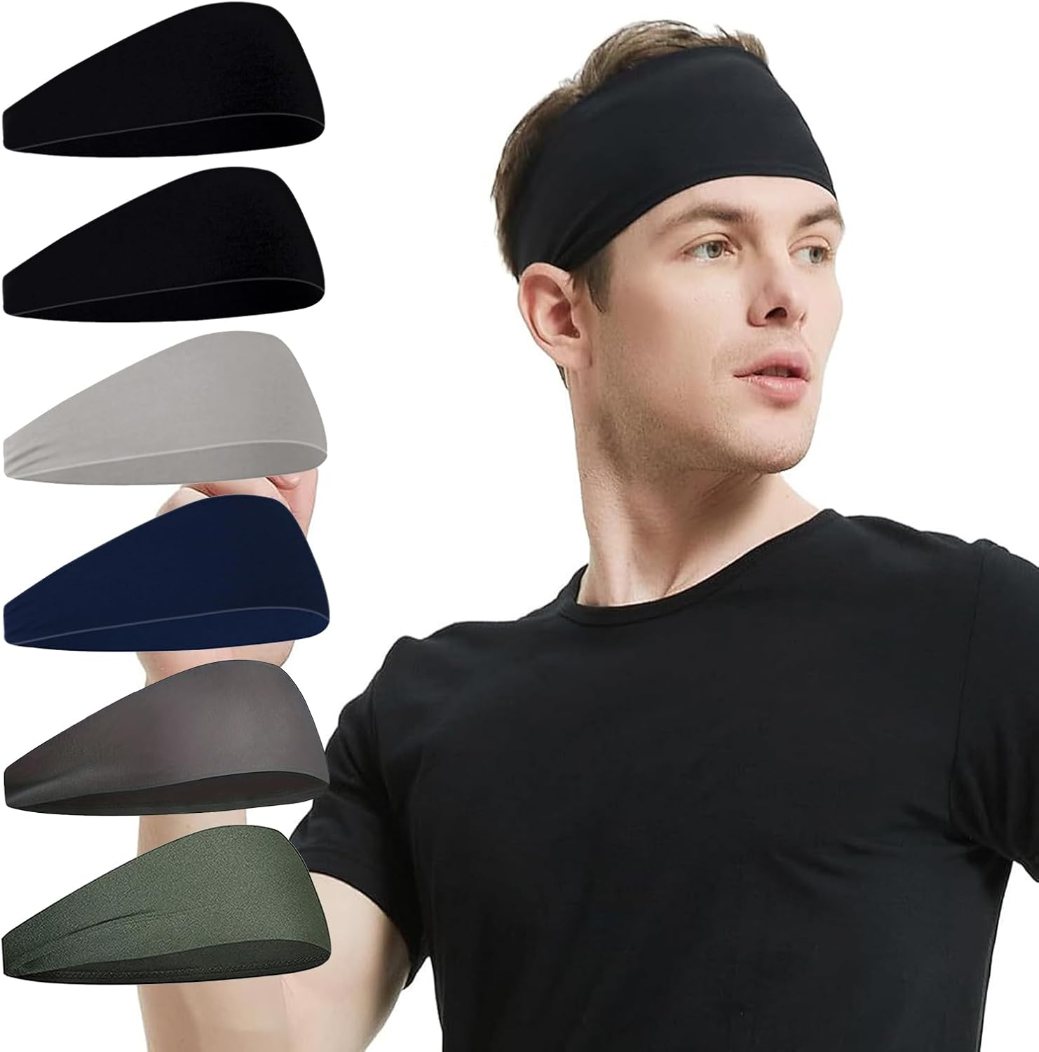 Premium Sports Headbands for Women Men 6 Pack, Non-Slip Running Hair Bands, Lightweight Sweat Bands for Gym, Yoga, and Everyday Use, Suitable Running Headbands for All Activities image number 4