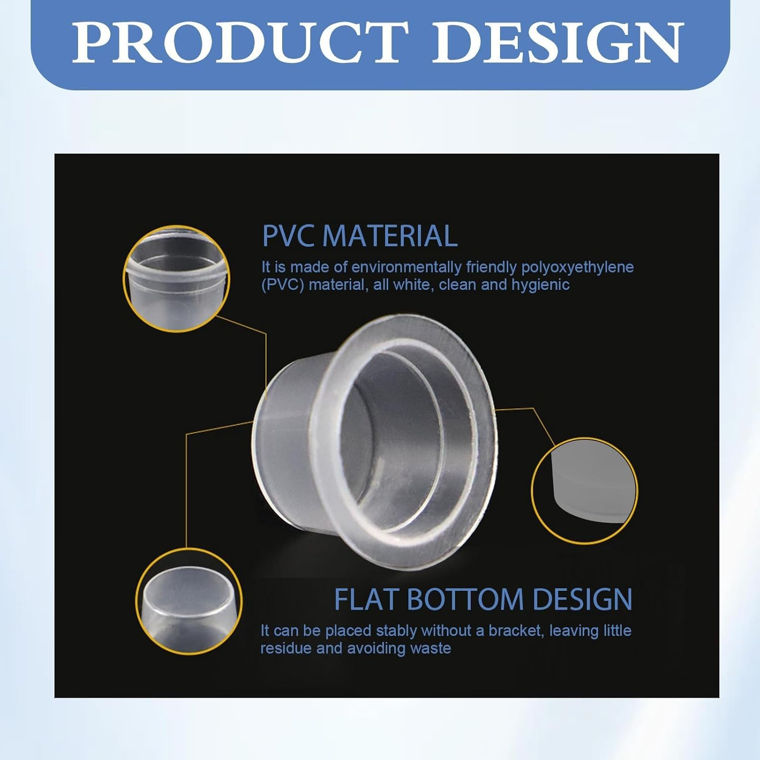 100 Pcs Large Tattoo Ink Caps, Disposable Tattoo Pigment Ink Cups, 15*13MM Transparent Microblading Tattoo Pigment Ink Holders, Plastic Ink Containers for Tattoo Art Painting Graffiti Pottery (Large) image number 2