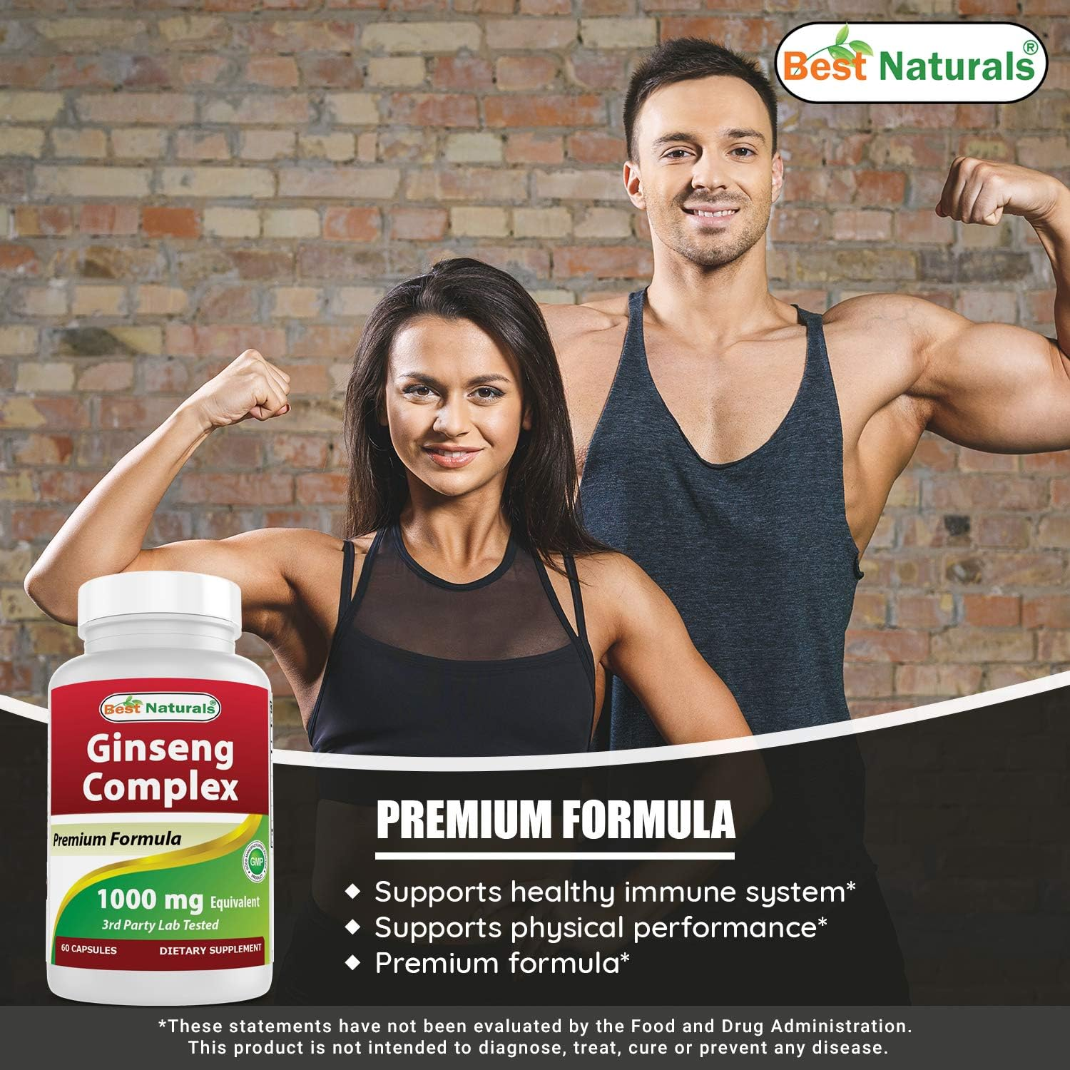 Best Naturals Ginseng Complex 1000 Mg 60 Capsules (60 Count (Pack of 3)) image number 4