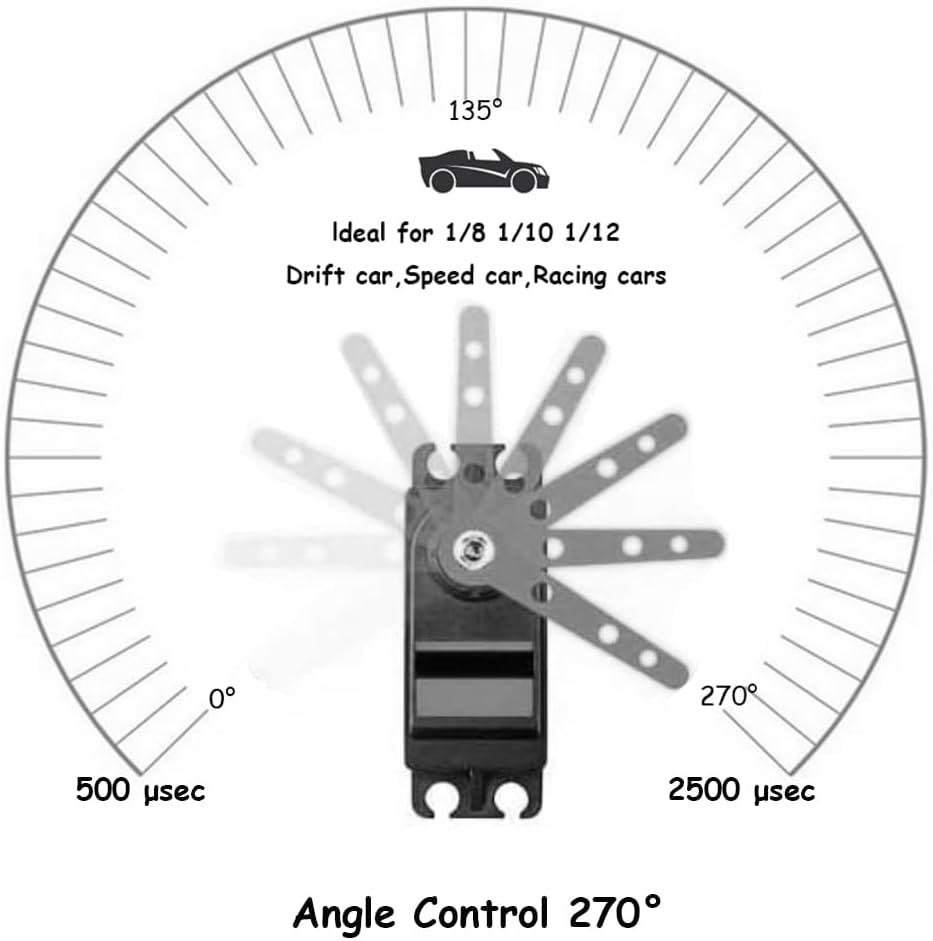 2PCS 30KG Metal Gear Digital Servo High Torque Steering Gear Servo, Waterproof Aluminium Case RC Servo Motor DS3230 for 1/8 1/10 1/12 RC Cars (Control Angle 270&deg;) image number 4