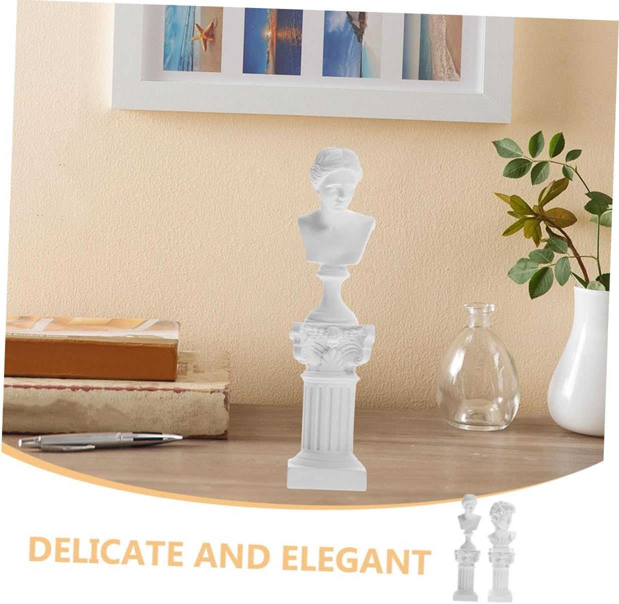 RORPOIR Mini David and Roman Column Resin Sculpture Set Chic Desktop Decoration for Home and Office Unique Collectible Figurines image number 3