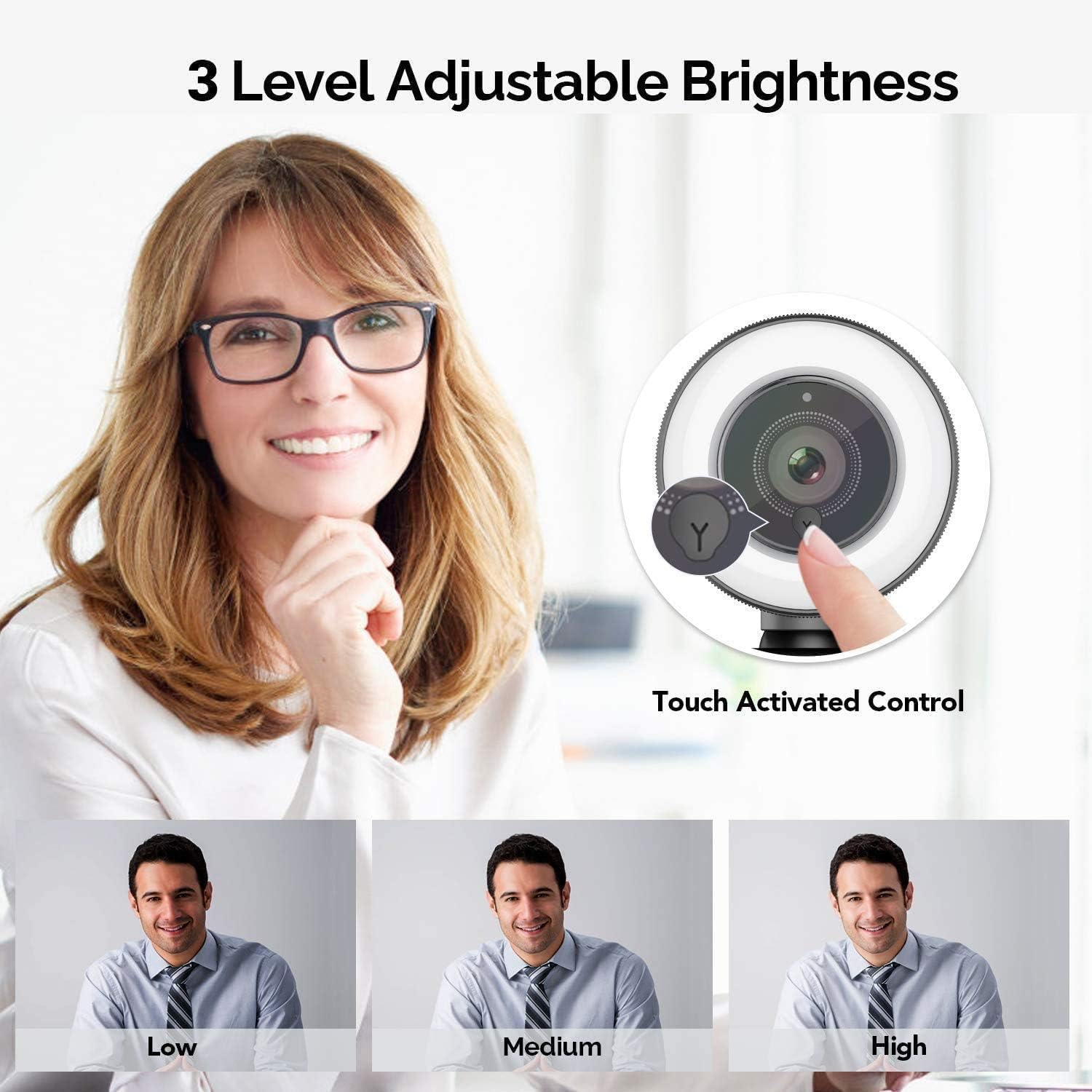 4K HD PC Webcam for Streaming HD 1080P, Jfmshop 960C USB Pro Computer Web Camera Video Cam for Mac Windows Laptop Conferencing Gaming with Microphone & Adjustable Ring Light & Tripod Stand image number 5