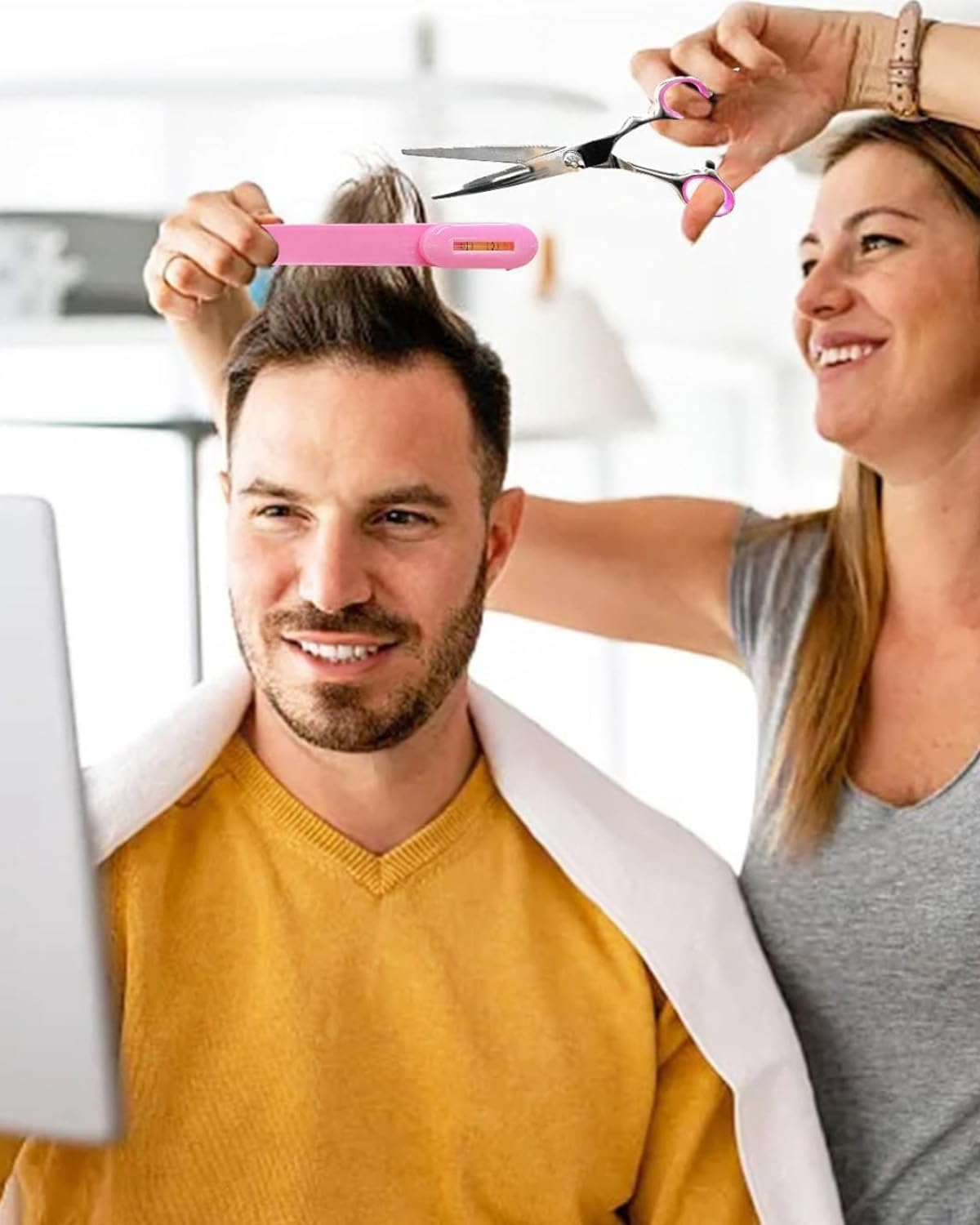 KGDUYC Pack of 2 Hair Cutting Aid, Hair Cutting Tool Clip, DIY Hair Cutting Tool, Easy Haircut, Professional Hair Cutting Tool Set, Salon Hairdresser Styling Ruler image number 3