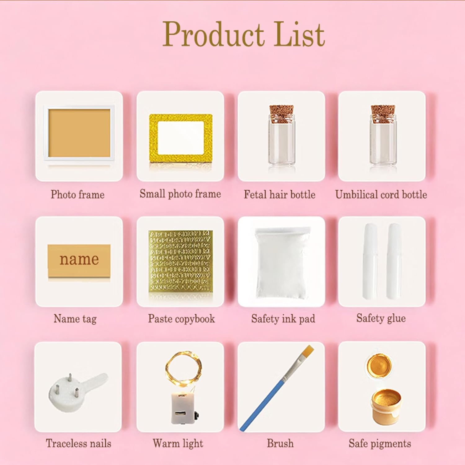 Mcstars Baby Handprint and Footprint Ink Pad Frame - Personalized Keepsake Kit with Gold Lettering and Organic Glass Display Perfect for Newborns Modern White Design Ideal Baby Memory Gift Nursery - Gold image number 4