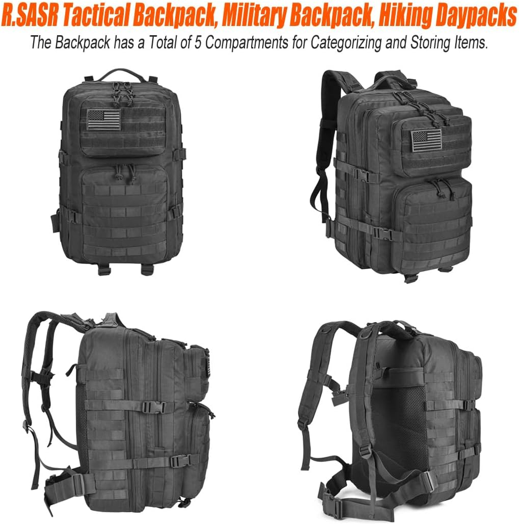 R.SASR Tactical Backpack for Men, Military Backpack, Molle Backpack, 45L, Large Army 3 Day Hiking Backpack image number 5