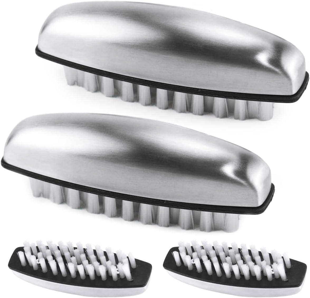 Set of 4 Hand Wash Brush, Stainless Steel Set, Hand Brush, Nail Brush, Hard, 2-In-1 Multifunctional Fingernail Brush, for Cleaning Nails, Hand Wash, Kitchen for Cleaning, Bathroom image number 3