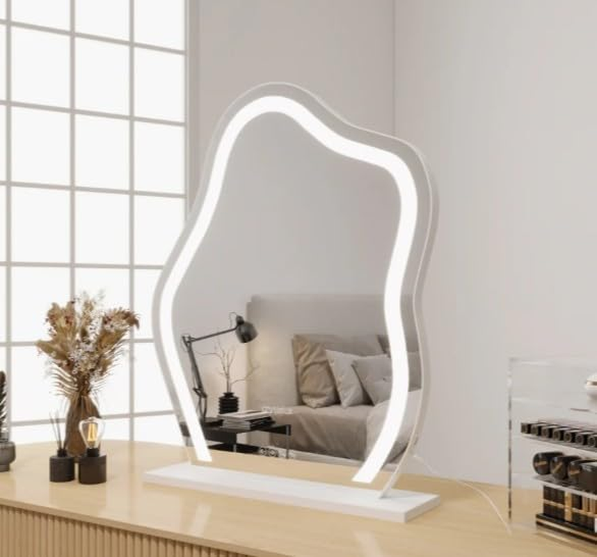 CRYSTALUX Vanity Mirror, Large Makeup Mirror with LED Lights, 3 Modes Lighted Mirror, Hollywood Mirrors, Tabletop or Wall Mounted, Dressing Mirror, Silver, 800 X 600 Mm Vertical