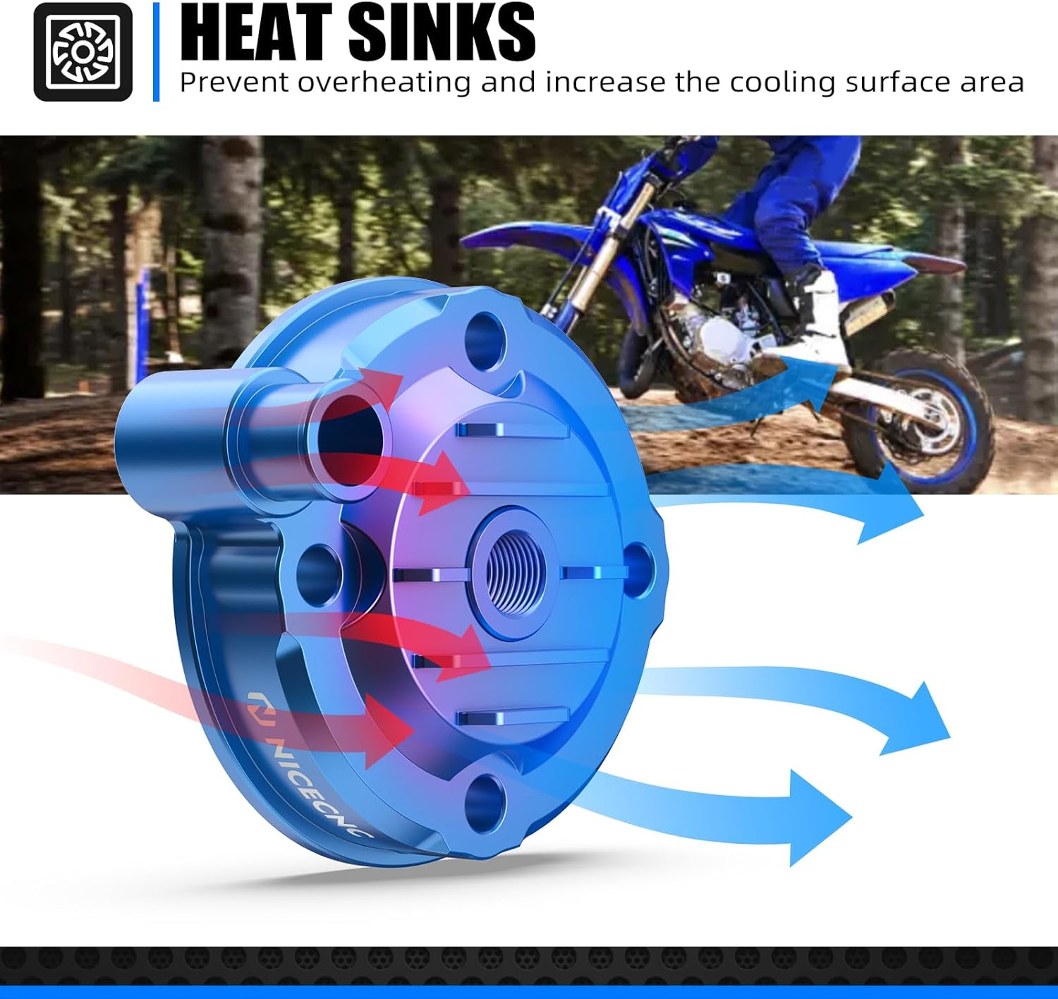NICECNC Blue Cylinder Head Cover Top Cap Compatible with Yamaha YZ85 2002-2018,Dirt Bike Aluminum Cnc-Machined image number 3