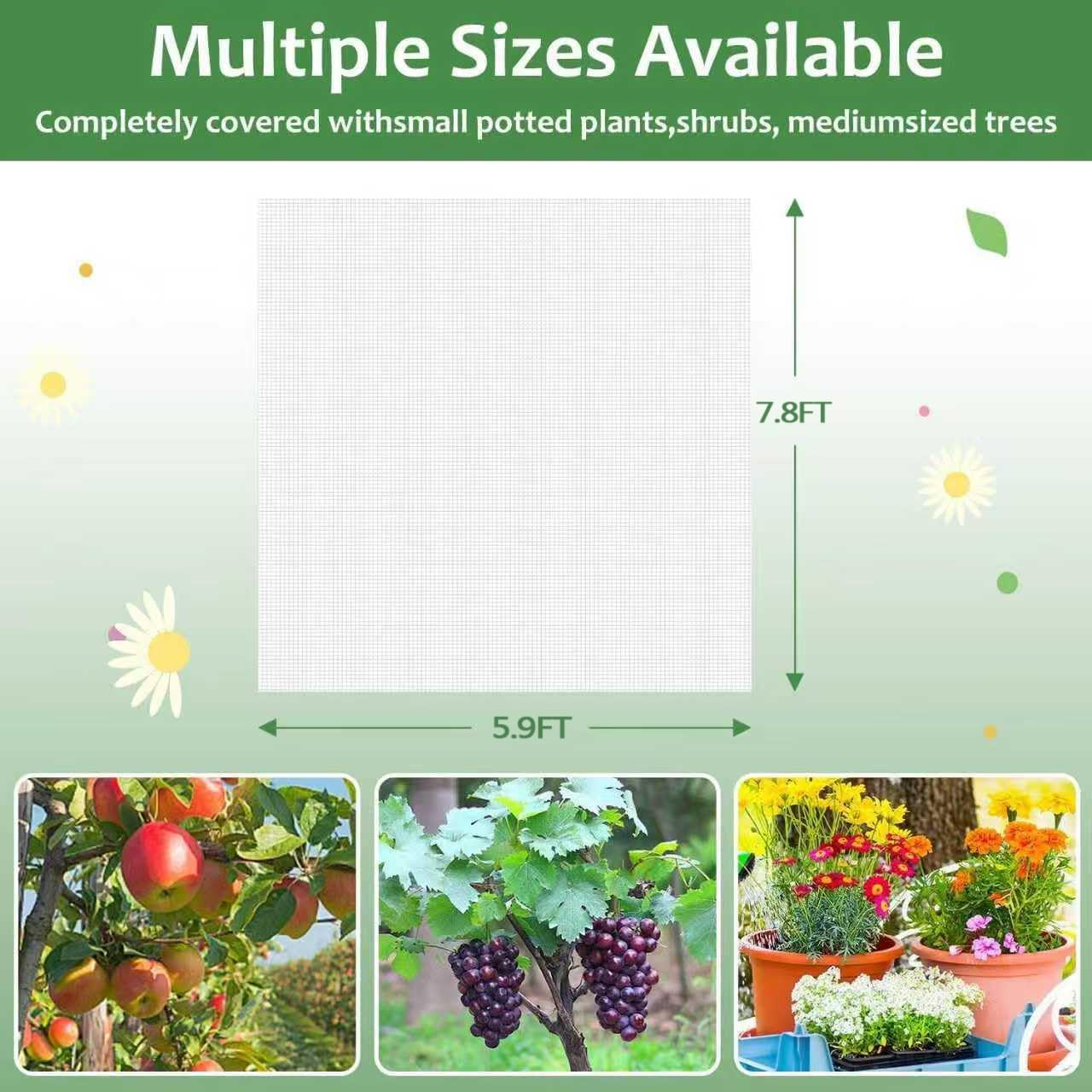 Large Fruit Tree Netting with Drawstring & Zipper, 5.9X7.8Ft Garden Protection Net - Reusable Anti-Bird Insect Netting for Fruit Trees, Plants, and Berry Bushes (5.9 * 7.8FT) image number 2