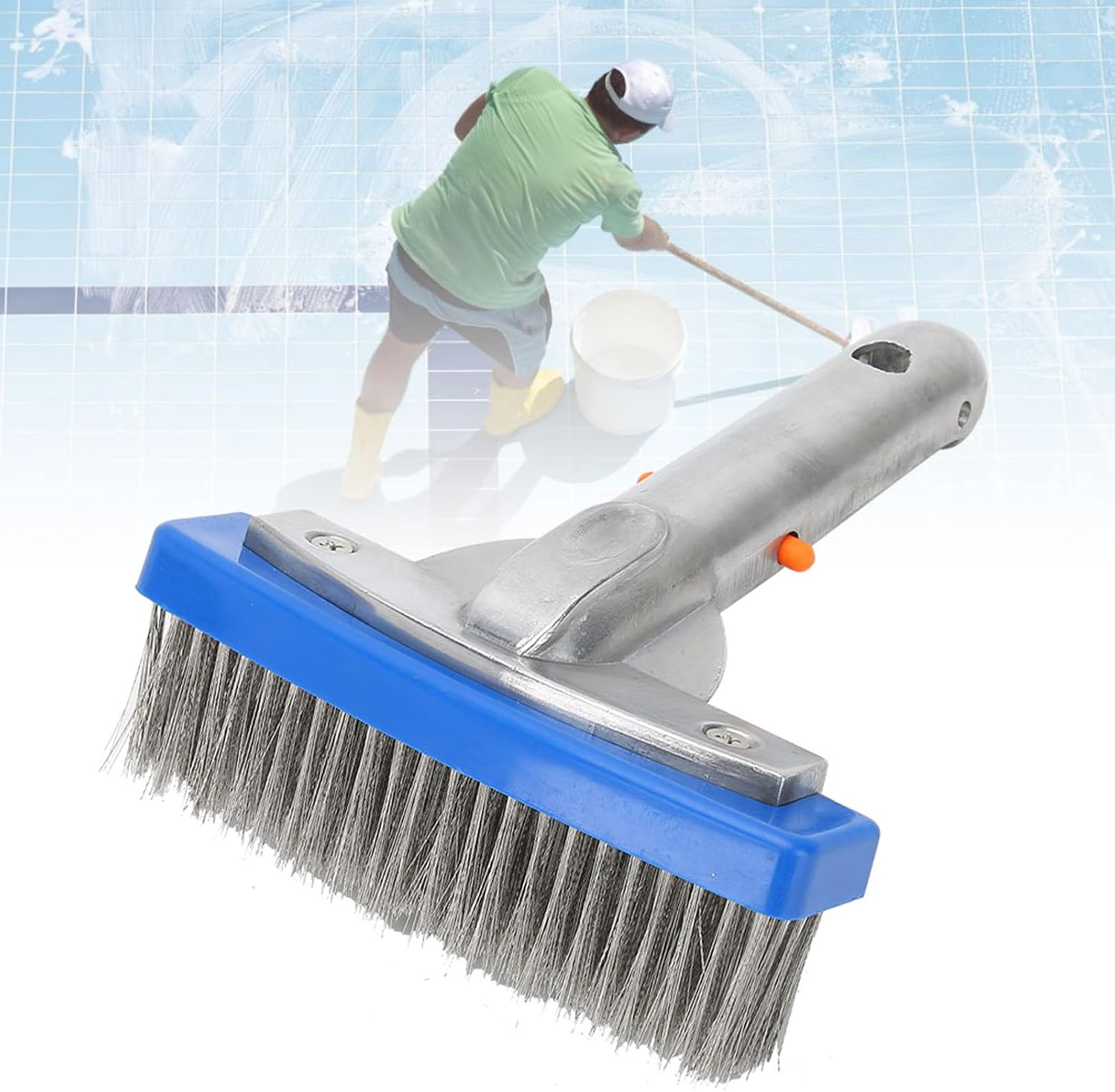 Swimming Pool Stainless Steel Brush, 5.5In, Easy to Glide, Easy Installation, for Spa Pond Floor Wall Cleaning Equipment image number 1