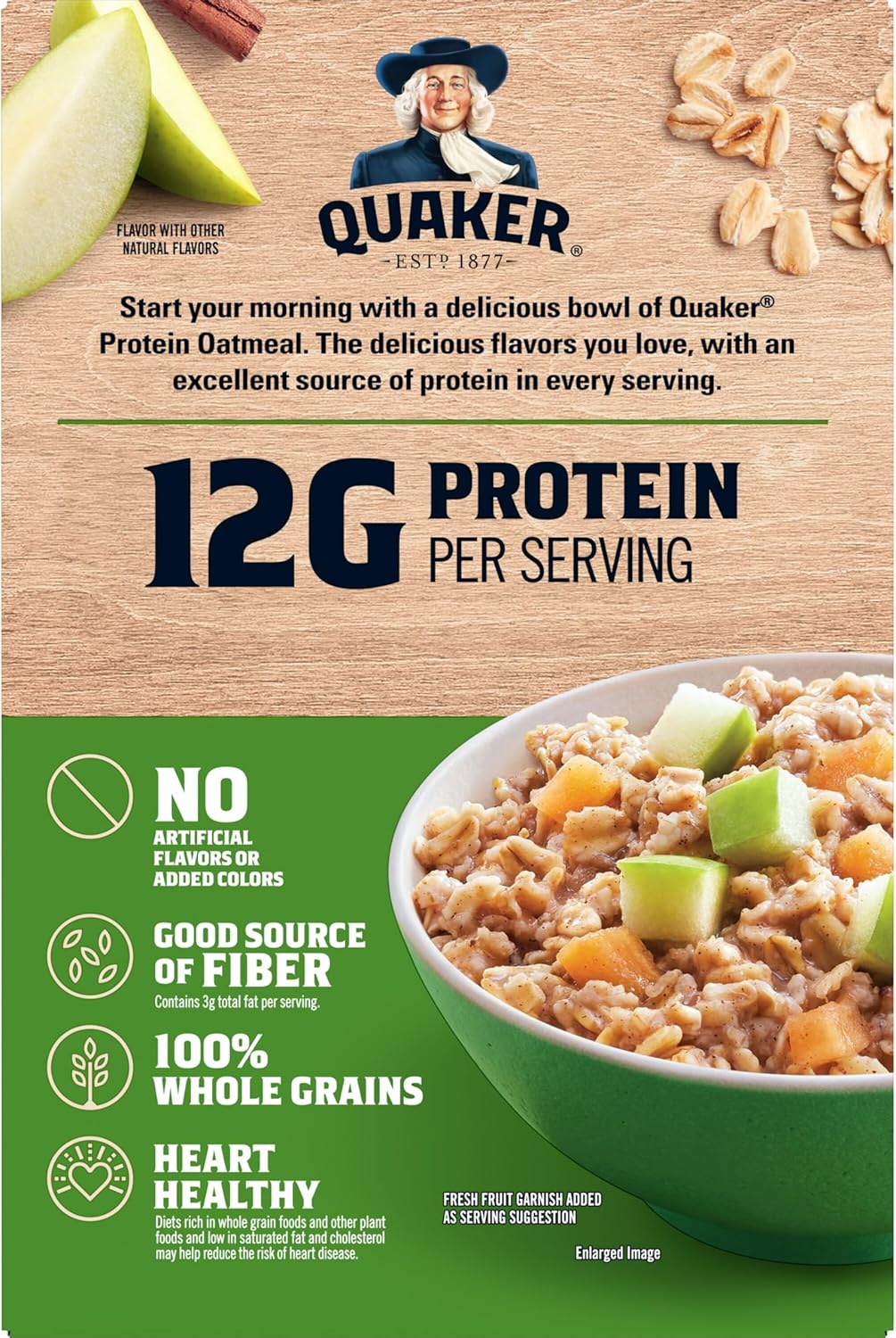 Quaker Instant Oatmeal, Protein Apple Cinnamon, 6 Count image number 4