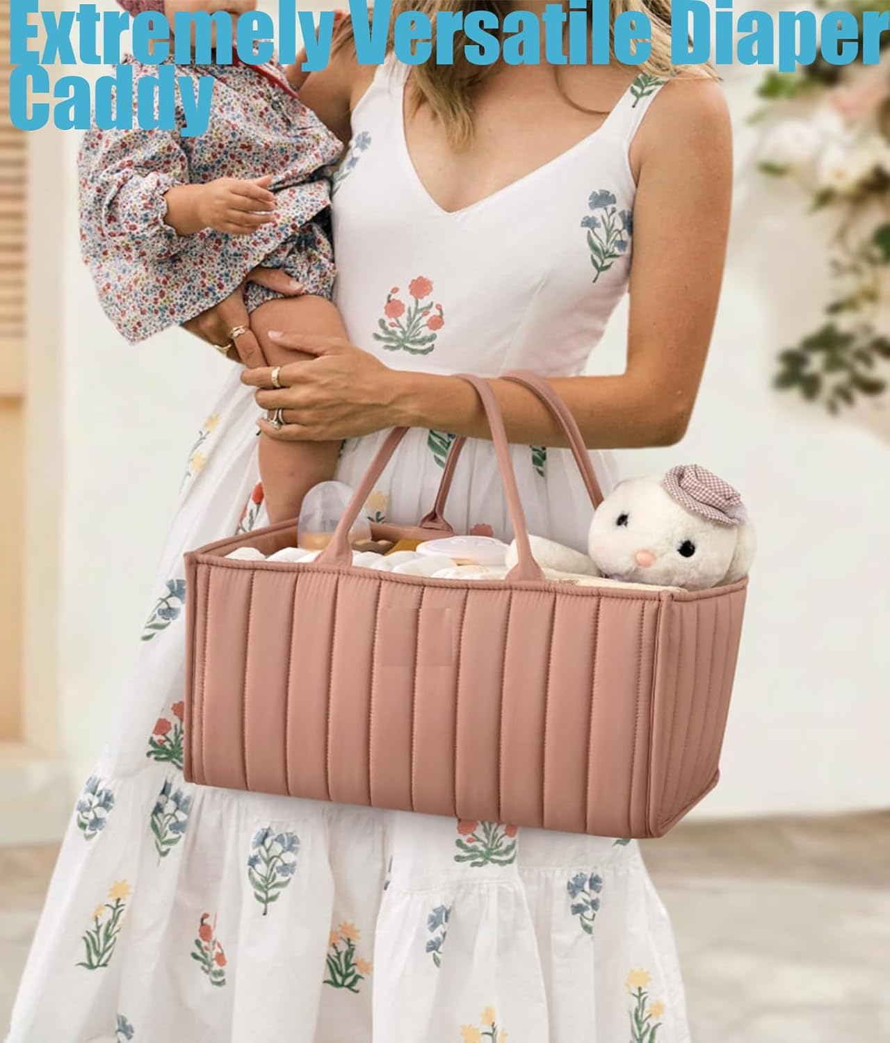 Baby Diaper Caddy Basket, Diaper Organizer for Changing Table Organizer, Baby Organizer for Newborn Shower List and Must - Haves image number 2