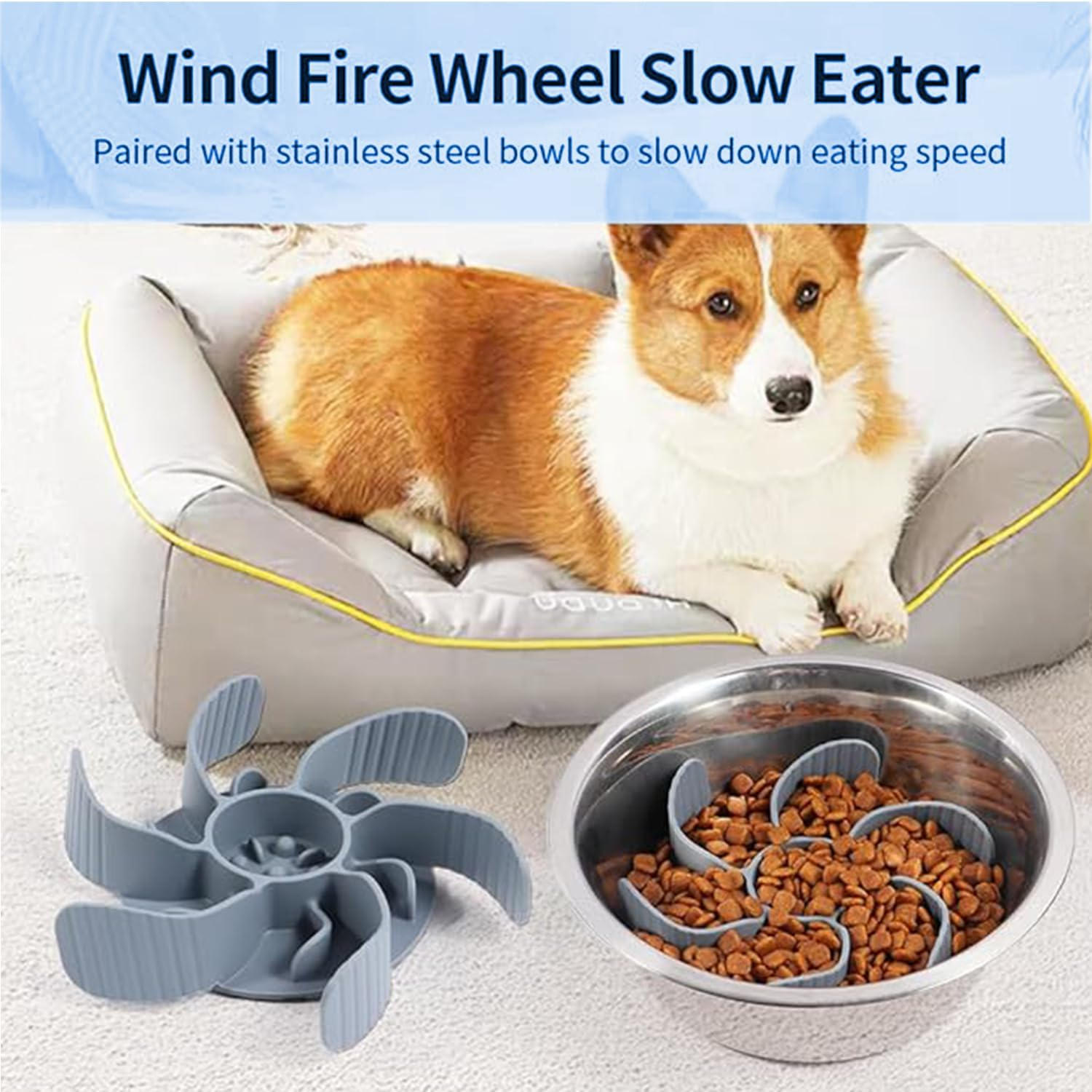 Roczential Slow Feeder Dog Bowl Insert, Flower Shaped Slow Feeder Insert with Strong Suction Cup, Suitable for Medium and Large Dogs, Slows down Eating Speed image number 1