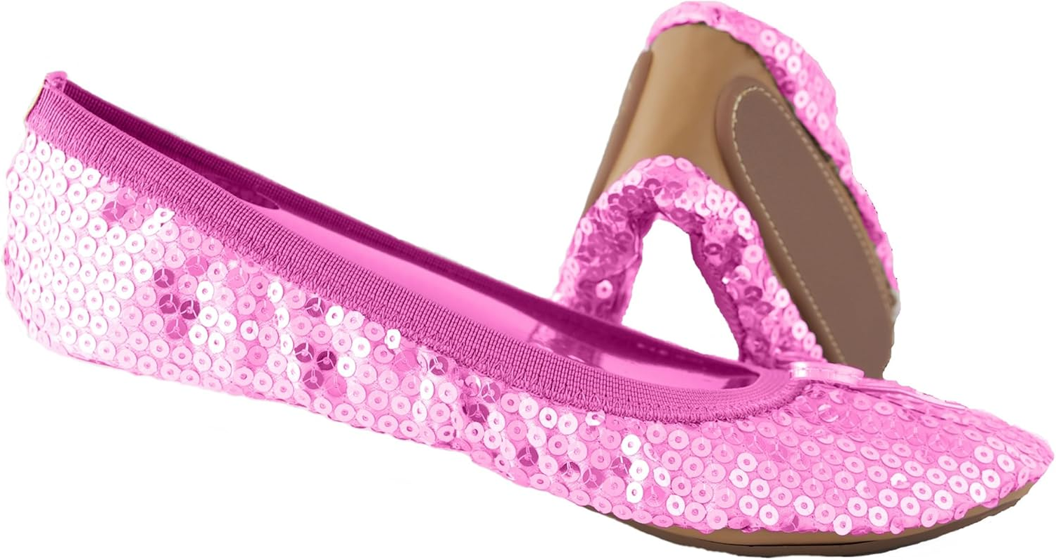 Fit in Clouds Womens Sequin Foldable Portable Flats image number 5