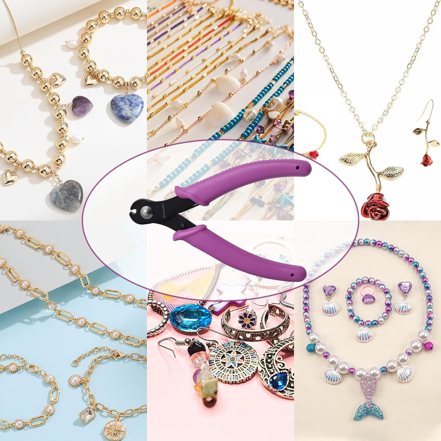 SPEEDWOX 5 Inch Memory Wire Cutting Pliers Jewelry Parrot Beak Wire Cutter Bracelet Pliers Memory Wire Shears Flush Cut Pliers Beading Hobby Work Tool for Arts and Crafts Electronics Jewelry Making image number 5