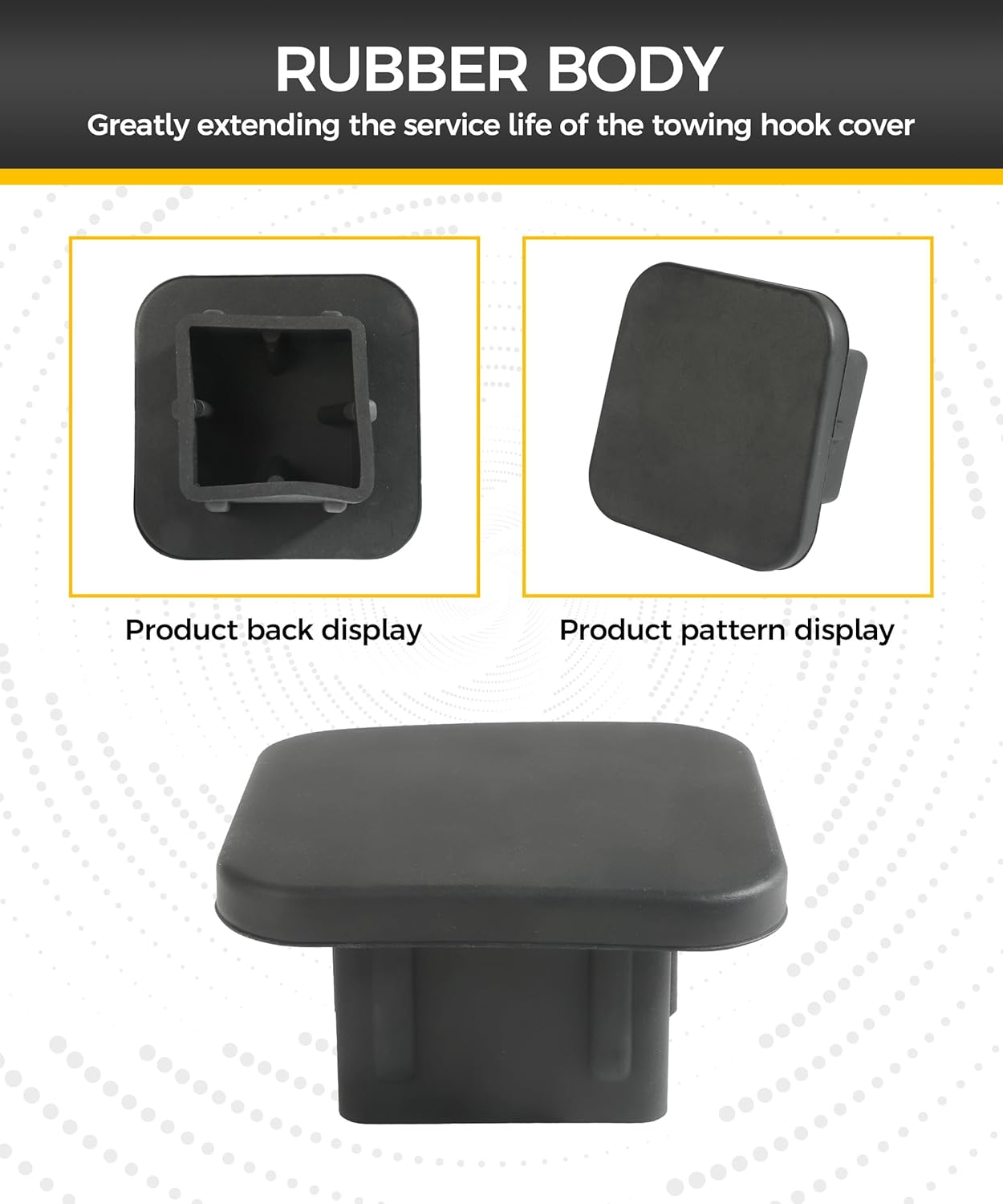 Hitch Cover,Car Accessories Trailer Hitch Covers,Tow Hitch Covers,2 Inch Receiver Hitch Cover,Rubber Heavy Duty Trailer Hitch Tube Cover Plug,Suitable for Most Cars Trucks ATV (Black) image number 3