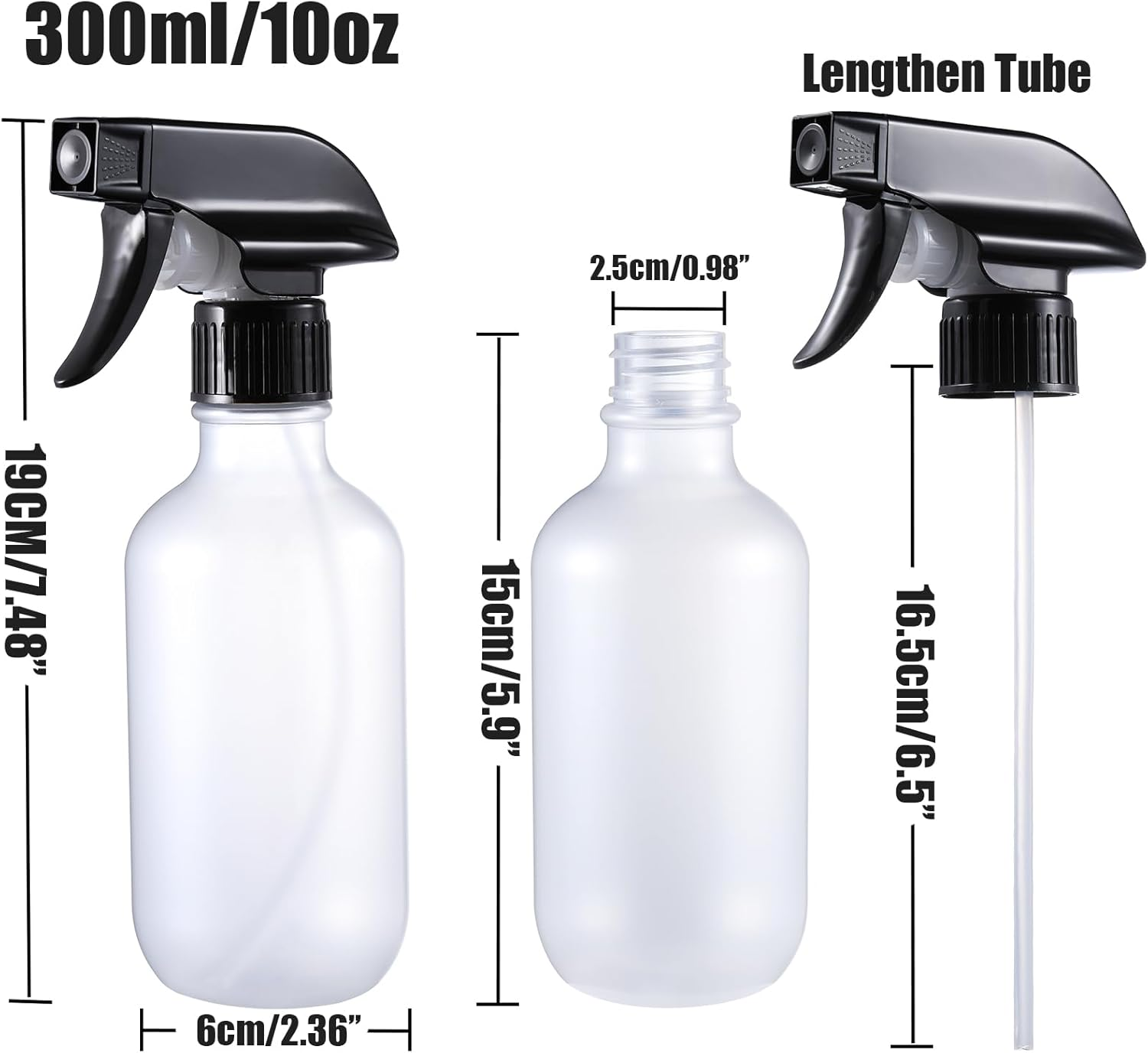 Plastic Spray Bottles Frosted Clear, Plant Mister Spray Bottle， 10Oz Refillable Empty Spray Bottles with Adjustable Nozzle Mist/Stream, Water Spray Bottle for Hair, Cleaning Solutions, Pet, Cooking - 2 Amber image number 3