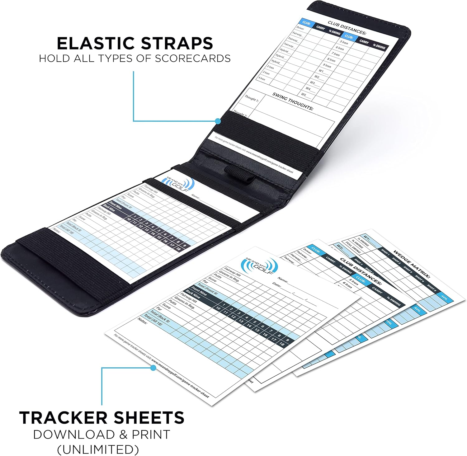 ME and My Golf Premium Scorecard Holder and Stat Sheet with Unlimited Printable Sheets - Includes Instructional Training Videos image number 2