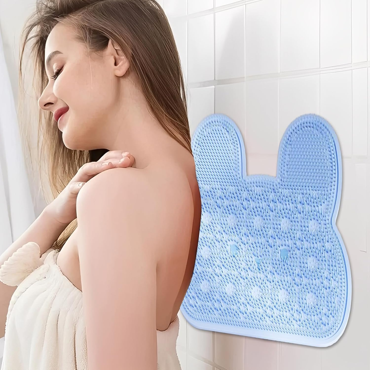 Foot Scrubber in Shower - Suction Cup Wall Mounted | Bunny Back Scrubber Foot Cleaner Mat | for Massage Cleaning Men Women Kids Family Home Bath Tub Floor Apartment Dorm