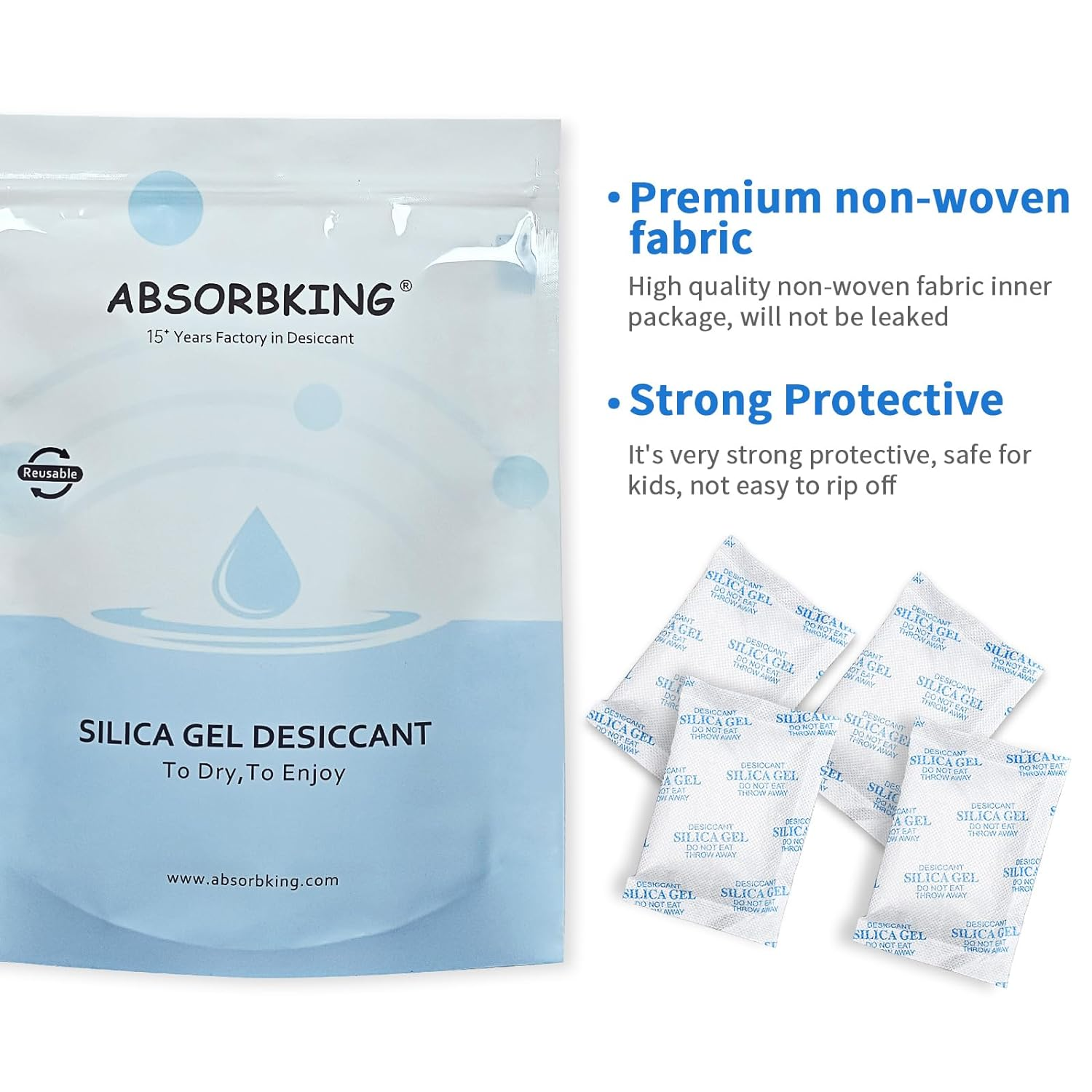Silica Gel Packs - 80Pcs 20Gram Moisture Absorbers, Premium Transparent Desiccant for Storage, Silica Gel Desiccant Packets Food Safe for Moisture image number 1