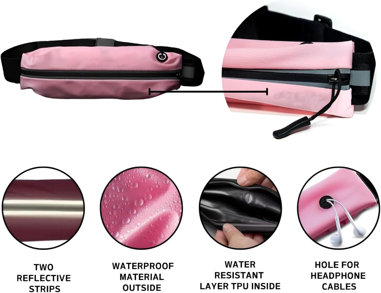 THJOPOKEEL 2 Pcs Running Belt for Men & Women - Secure Jogging Pouch for Phone, Keys & Essentials. Water Resistance, Adjustable for All Cell Phones image number 5