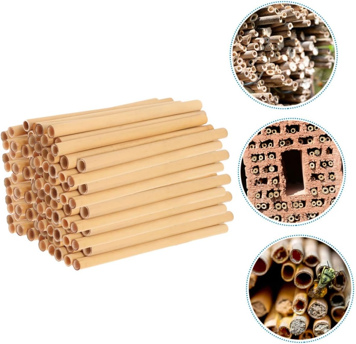 50Pcs Natural Reed Replacement Bee Tubes Nesting Inserts Safe Beekeeping Habitat for Mason Bees Outdoor Garden Pollinator Supplies image number 2
