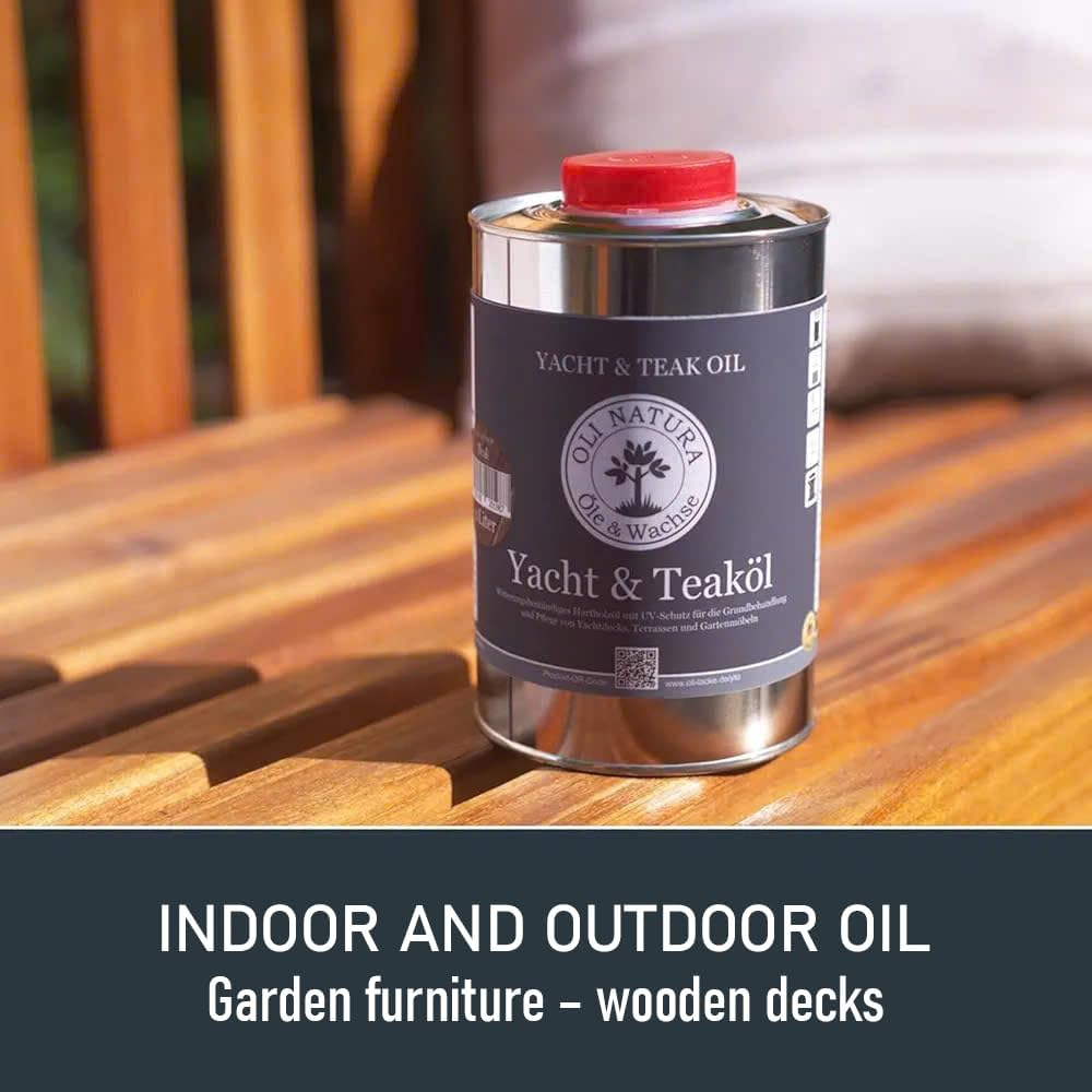 OLI-NATURA Yacht & Teak Oil 1 Litre - Premium Uv-Protecting Deep Wood Oil for Outdoor Applications, Colour: Teak image number 4