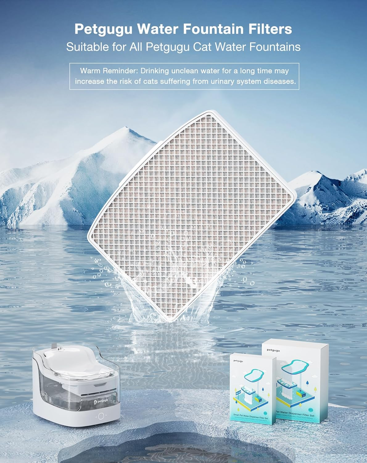 PETGUGU 1 Pack Replacement Filter for PF1/PF1L Cat Water Fountain Pet Fountain Filter, Conduit & Filter Wool image number 4