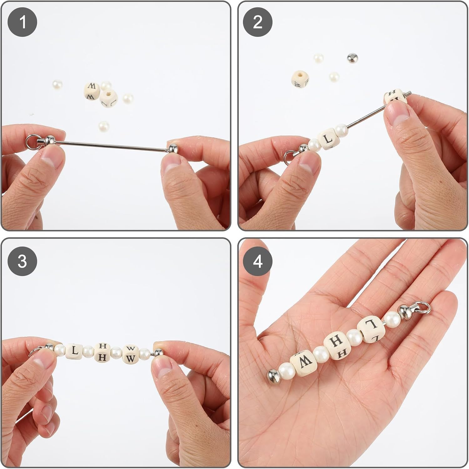 Blank Beadable Keychain Bars Metal Bead Keychain Bar Link Detachable Key Chain for DIY Craft Making Gift Accessories(10Pcs) image number 5