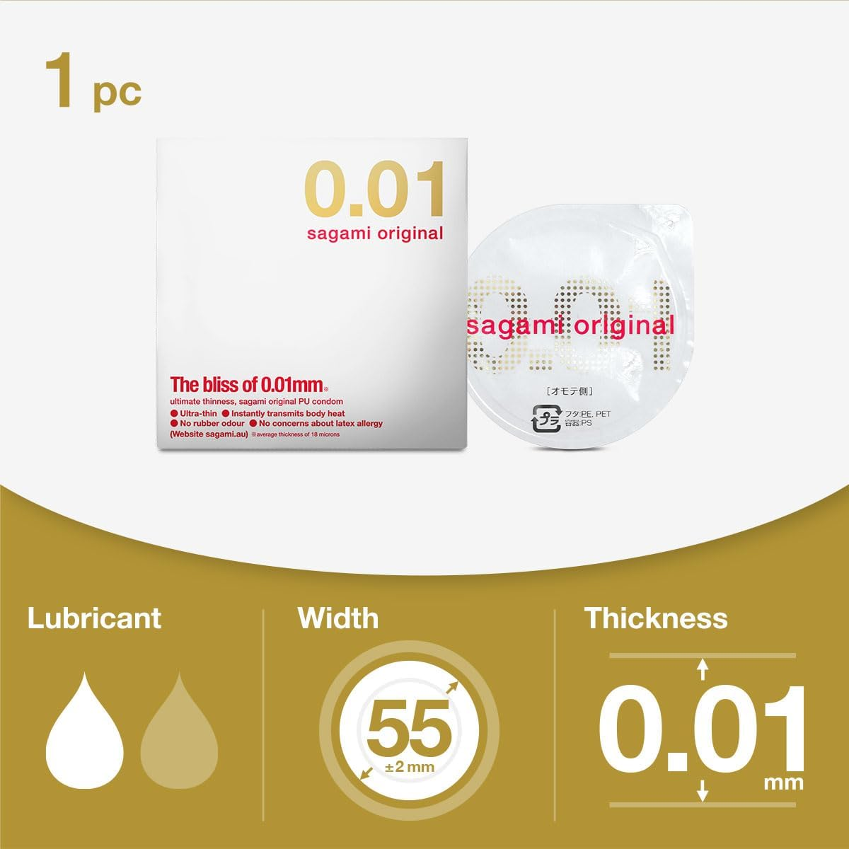 Sagami Original 0.01 & 0.02 PU Condoms Experience 5'S Pack image number 3